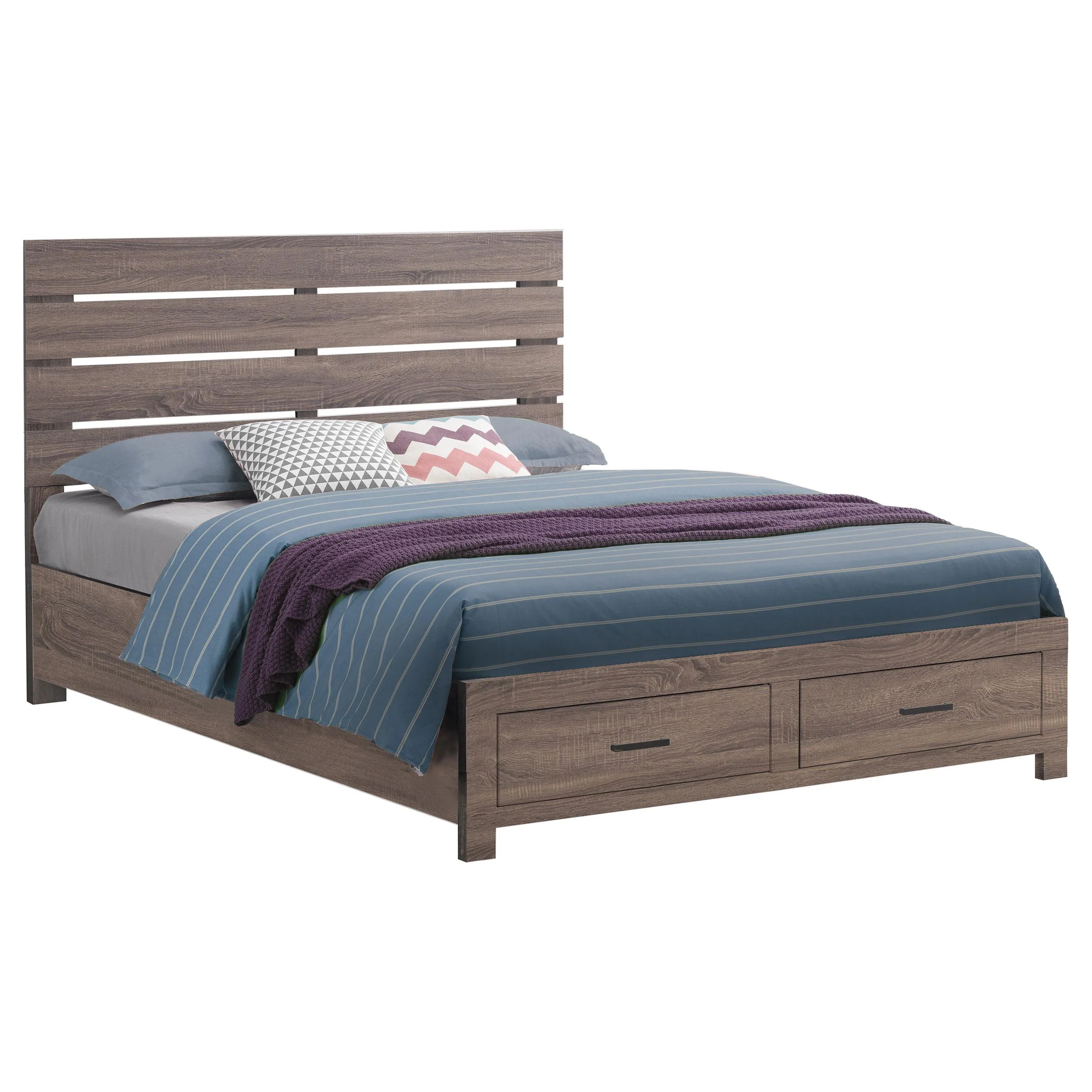 Coaster Furniture Brantford 207040KE Wood Eastern King Storage Panel Bed - Barrel Oak - Image 2
