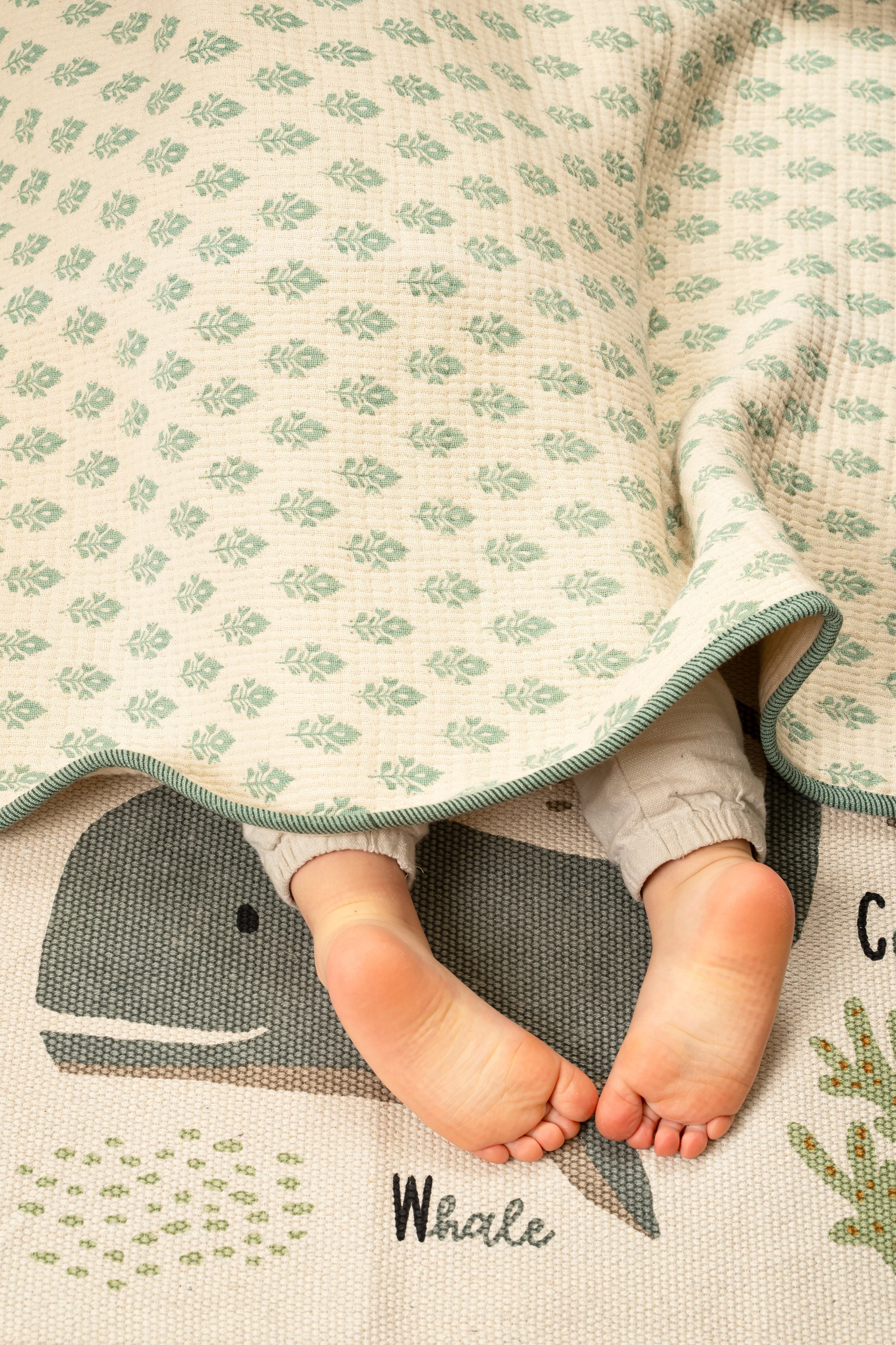 Avery Crib Blanket, Turquoise - Image 2