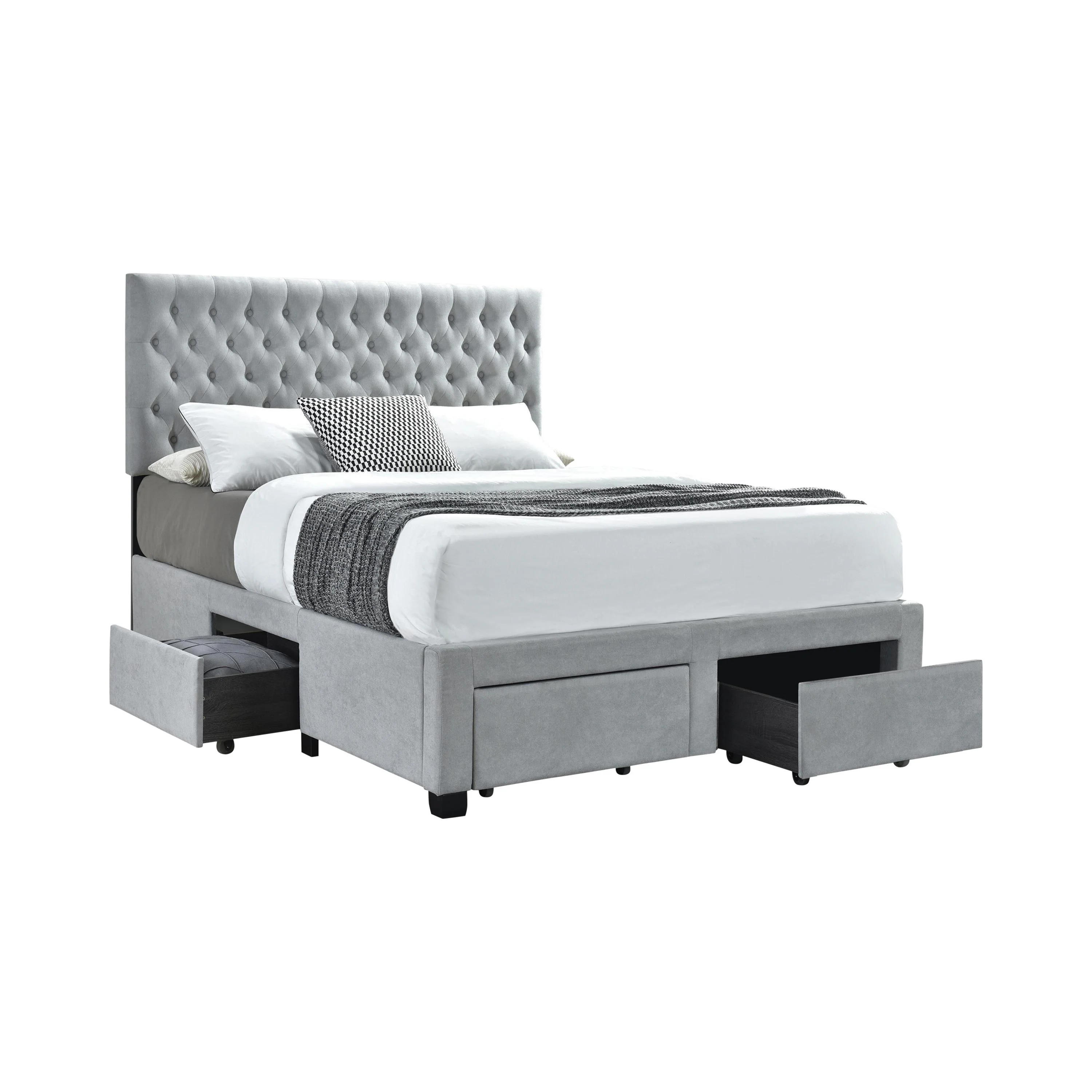 Coaster Furniture Soledad 305878KE Upholstered Eastern King Storage Bed - Light Grey - Image 1