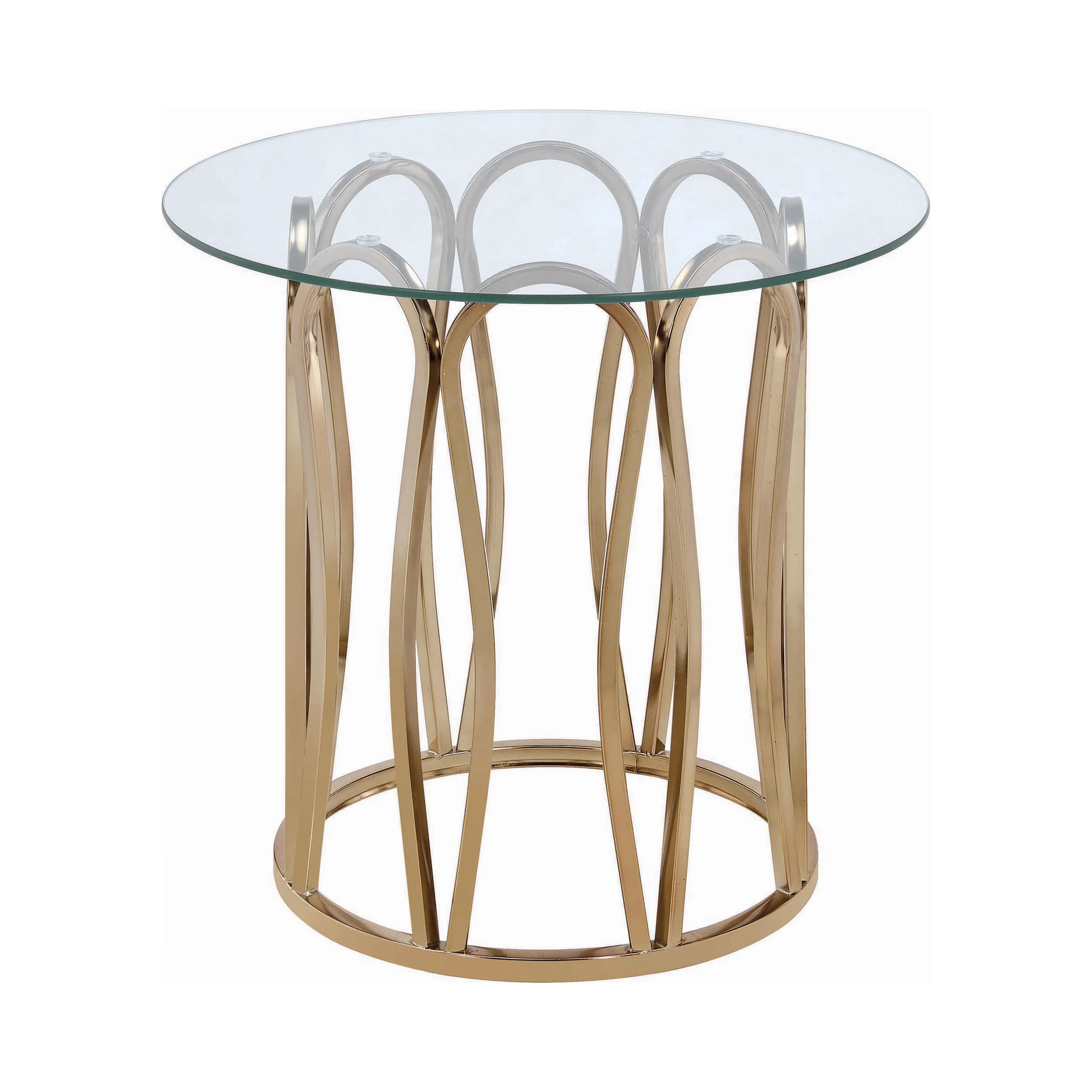 Coaster Furniture Monett 708057 Round Glass Top Side End Table - Chocolate Chrome - Image 1