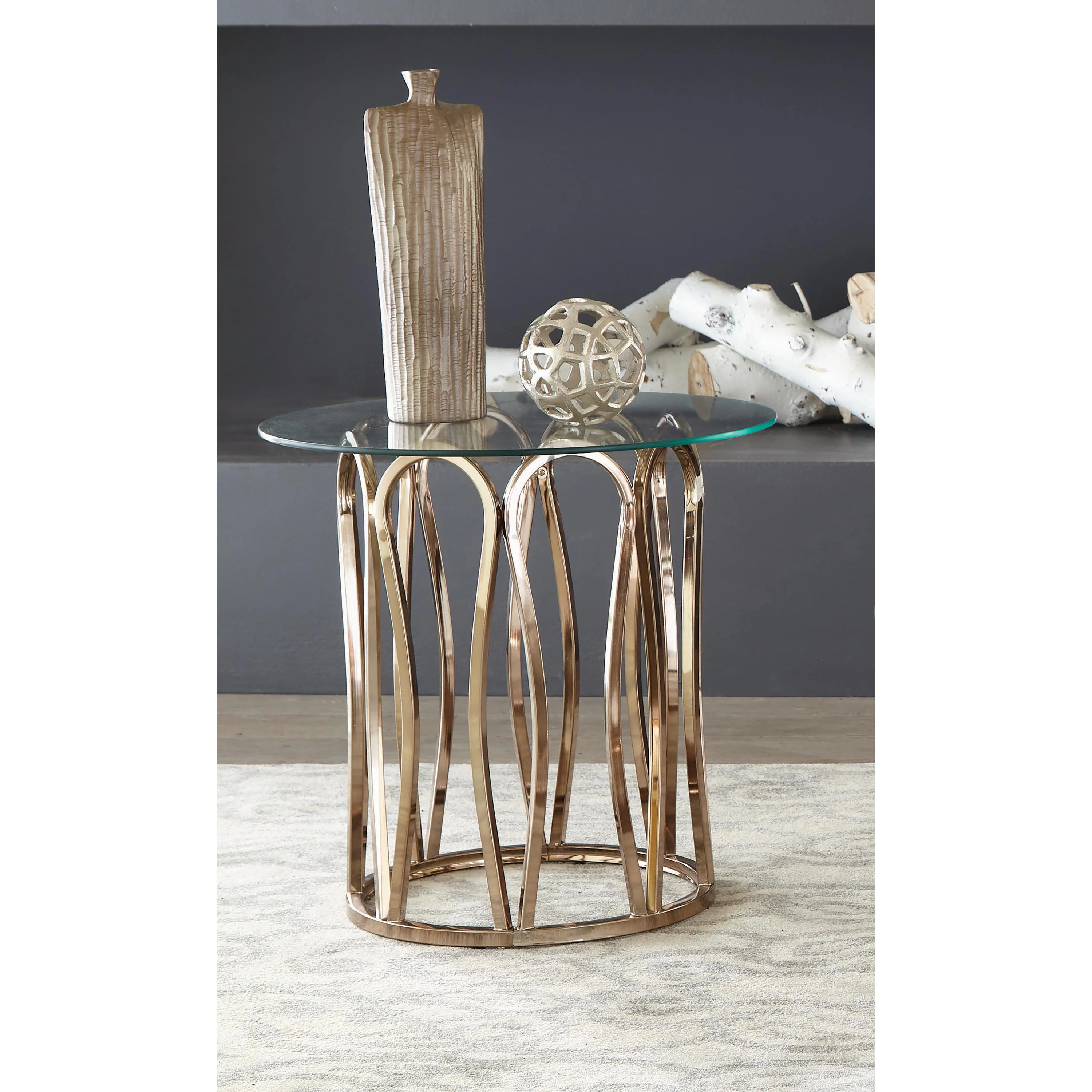 Coaster Furniture Monett 708057 Round Glass Top Side End Table - Chocolate Chrome - Image 3