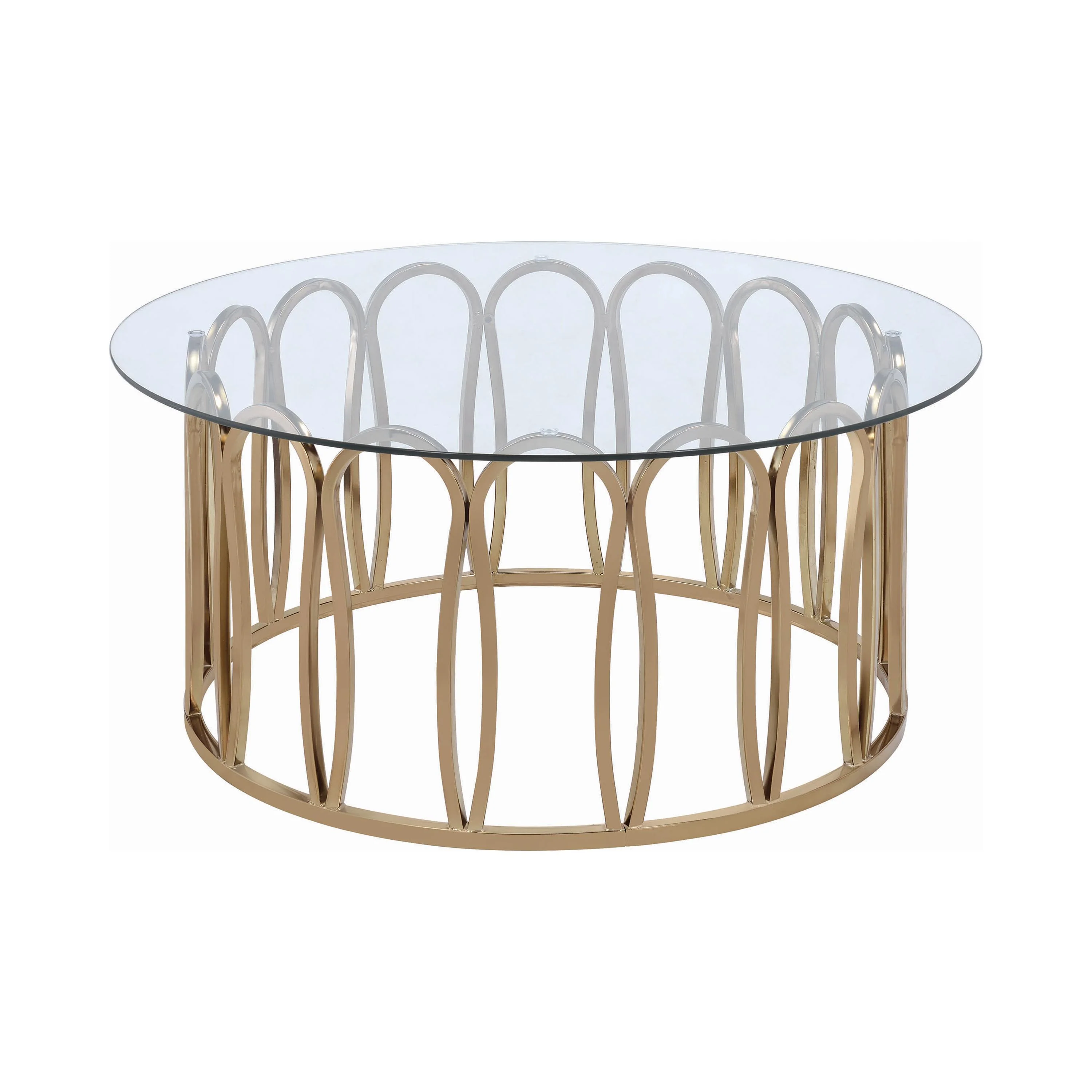 Coaster Furniture Monett 708058 Round Glass Top Coffee Table - Chocolate Chrome - Image 1