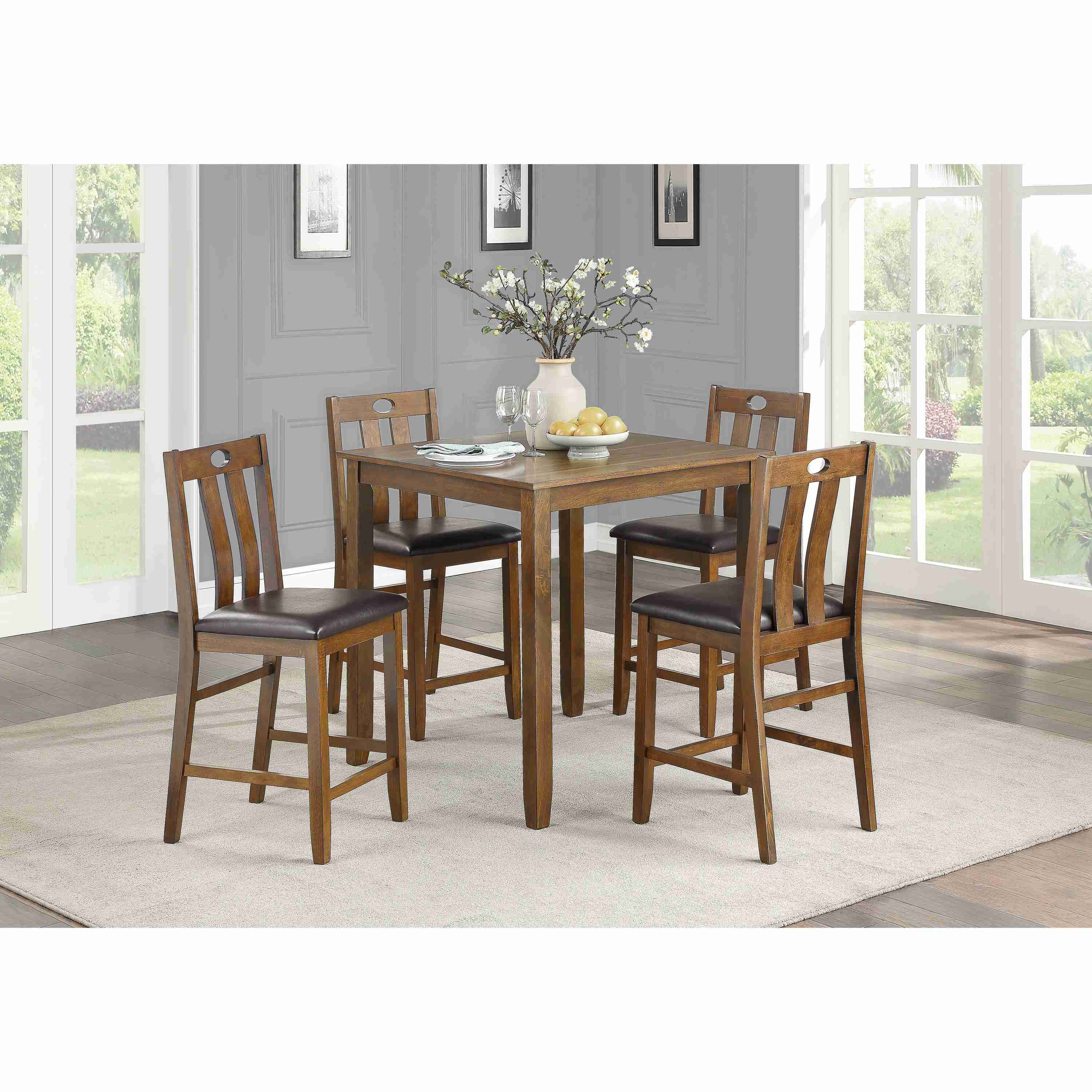 Homelegance Weston 5746-36 5 pc Counter Height Dinette Set - Brown - Image 2