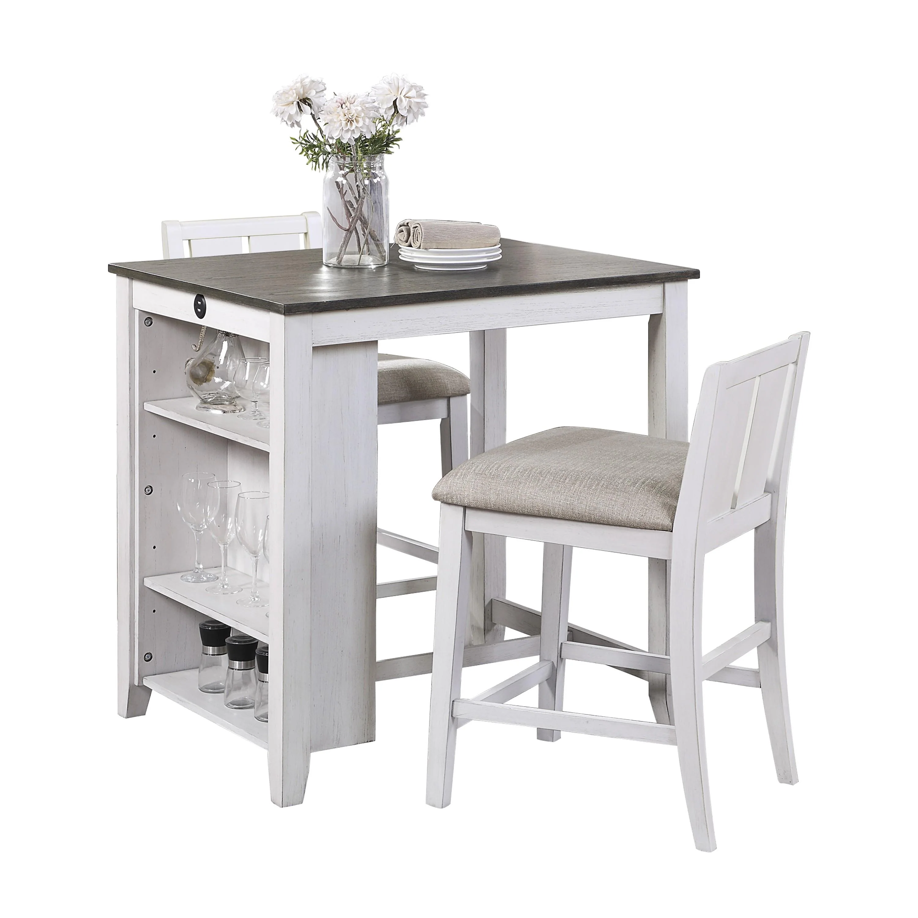 Homelegance Daye 5773WH-32 3 pc Counter Height Dinette Set - Grey/White - Image 1