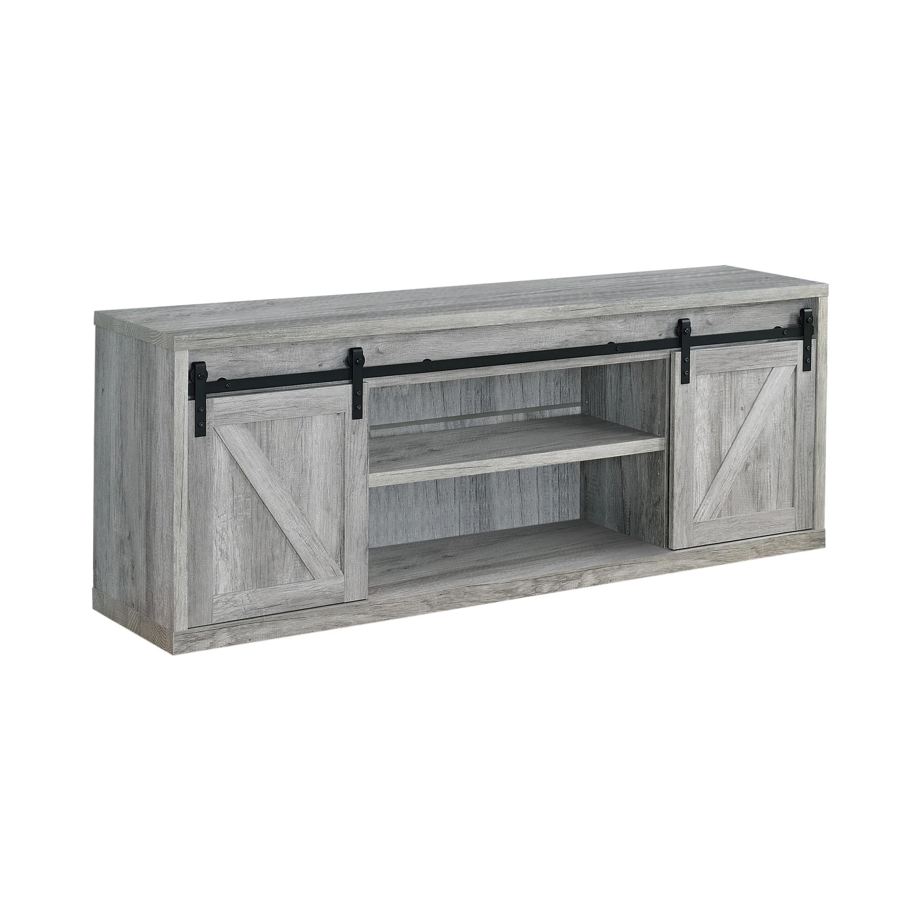 Coaster Furniture Brockton 723263 2-door Engineered Wood 71″ TV Stand – Grey Driftwood