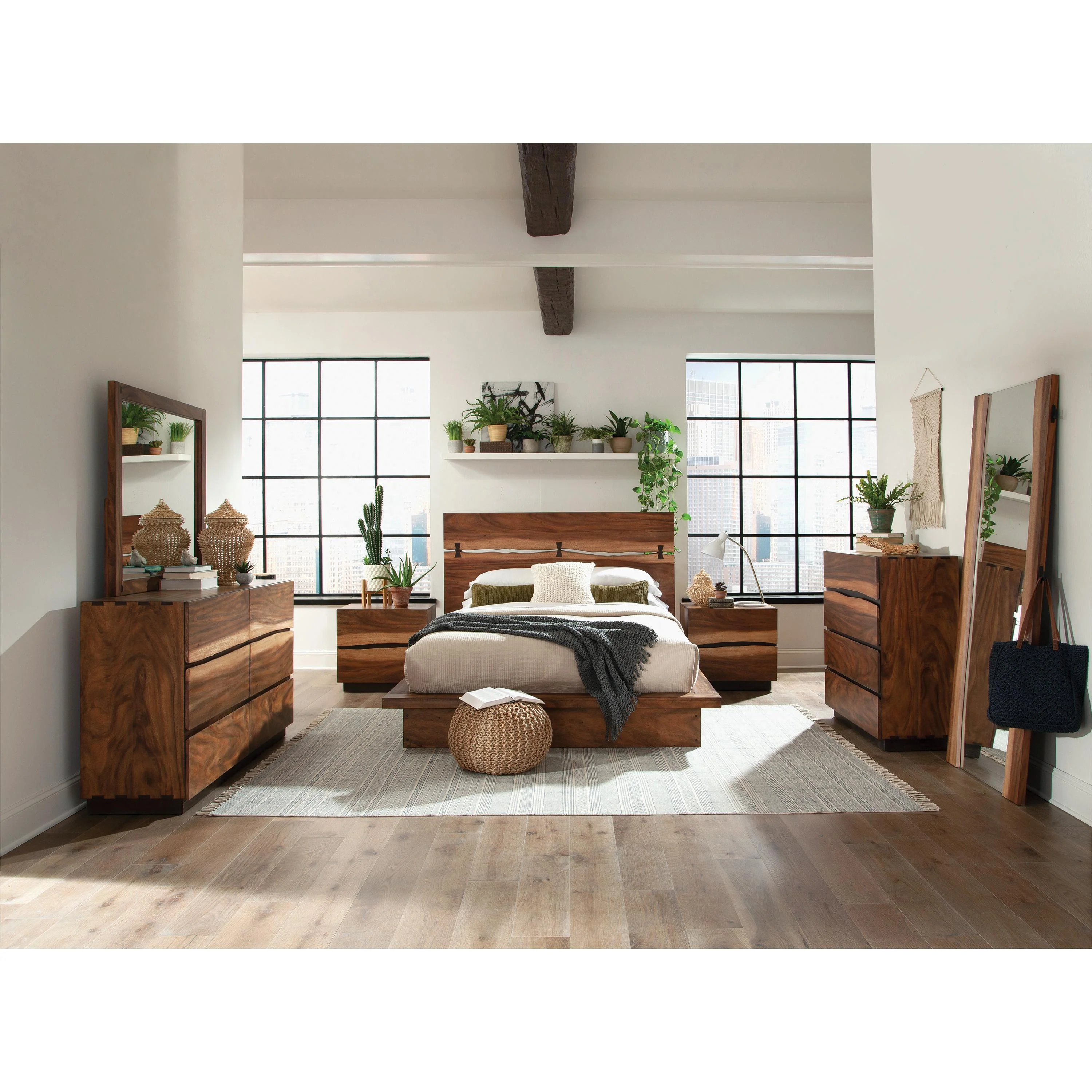 Coaster Furniture Winslow 223250KE Wood Eastern King Panel Bed - Smokey Walnut - Image 2