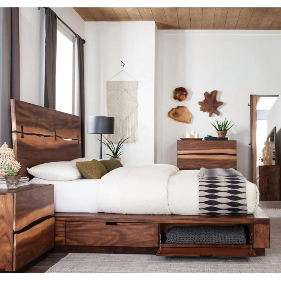 Coaster Furniture Winslow 223250SKE Wood Eastern King Storage Panel Bed - Smokey Walnut - Image 3