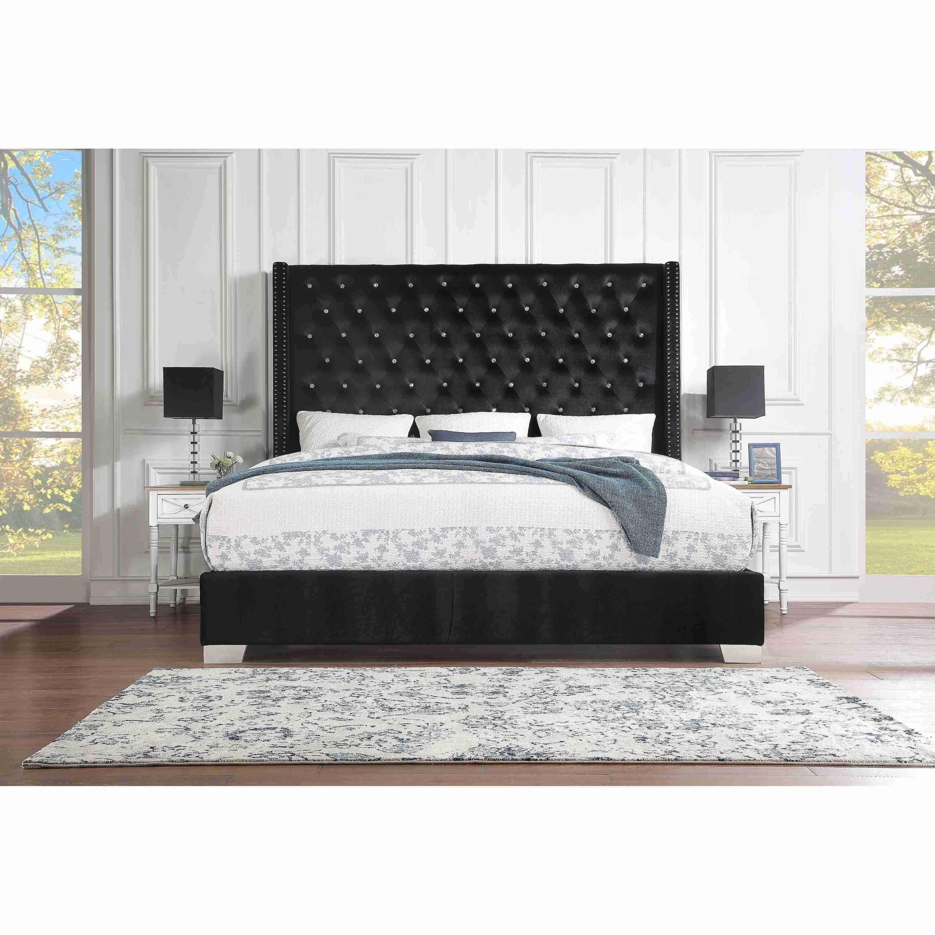 Homelegance King Upholstered Panel Bed SH228KBLK-1/SH228KBLK-3 - Image 1