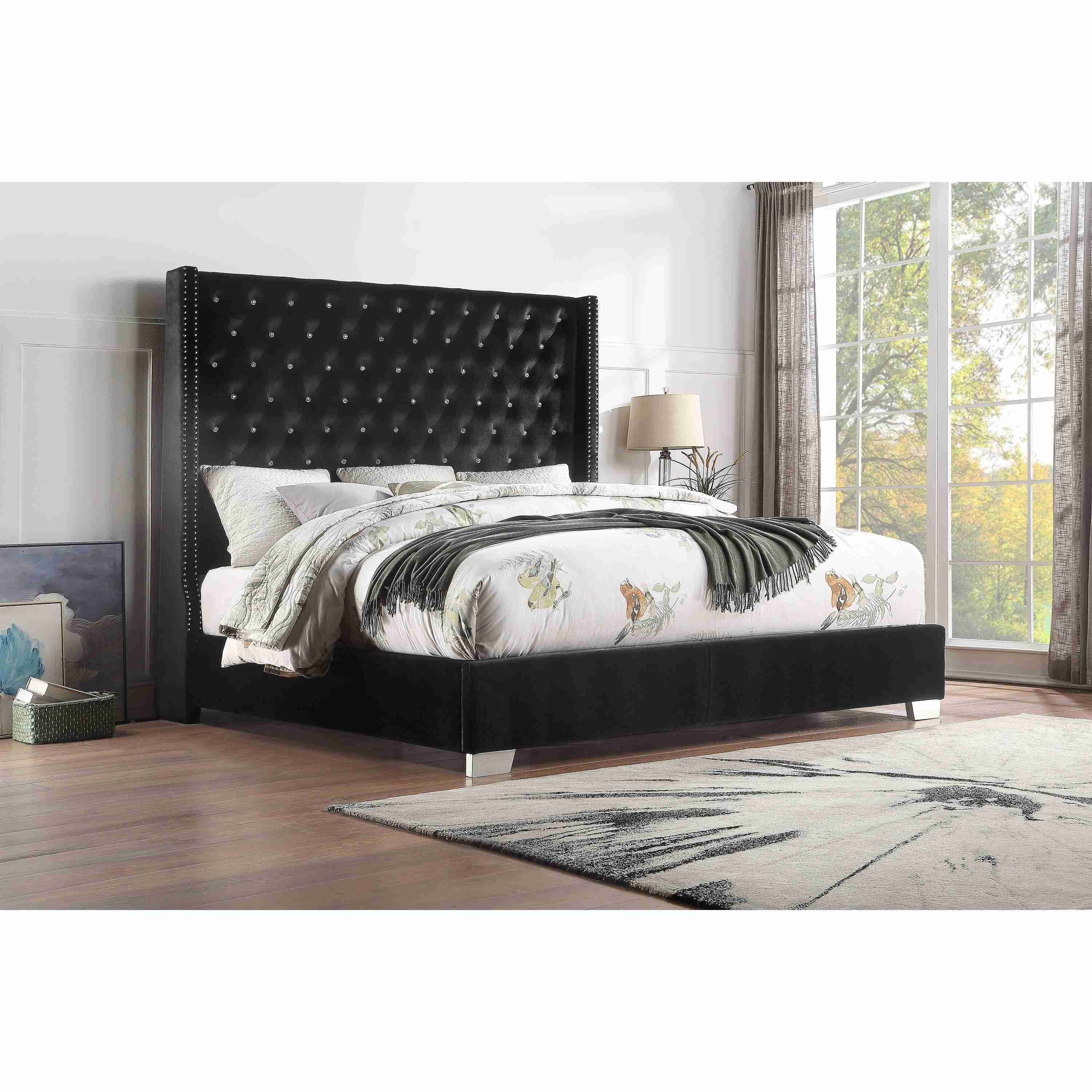 Homelegance King Upholstered Panel Bed SH228KBLK-1/SH228KBLK-3 - Image 2