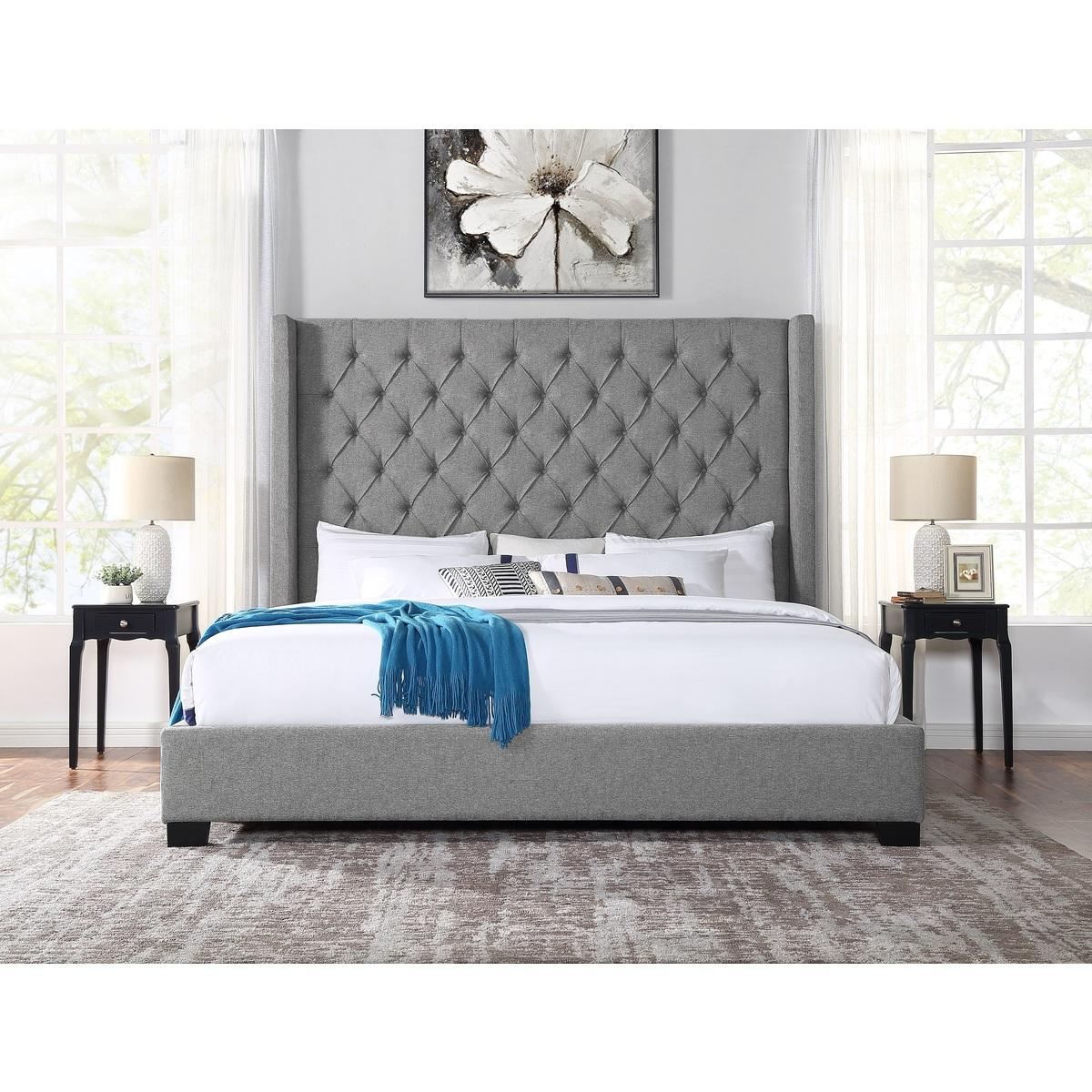 Homelegance Queen Upholstered Panel Bed SH229GRY-1 - Image 1
