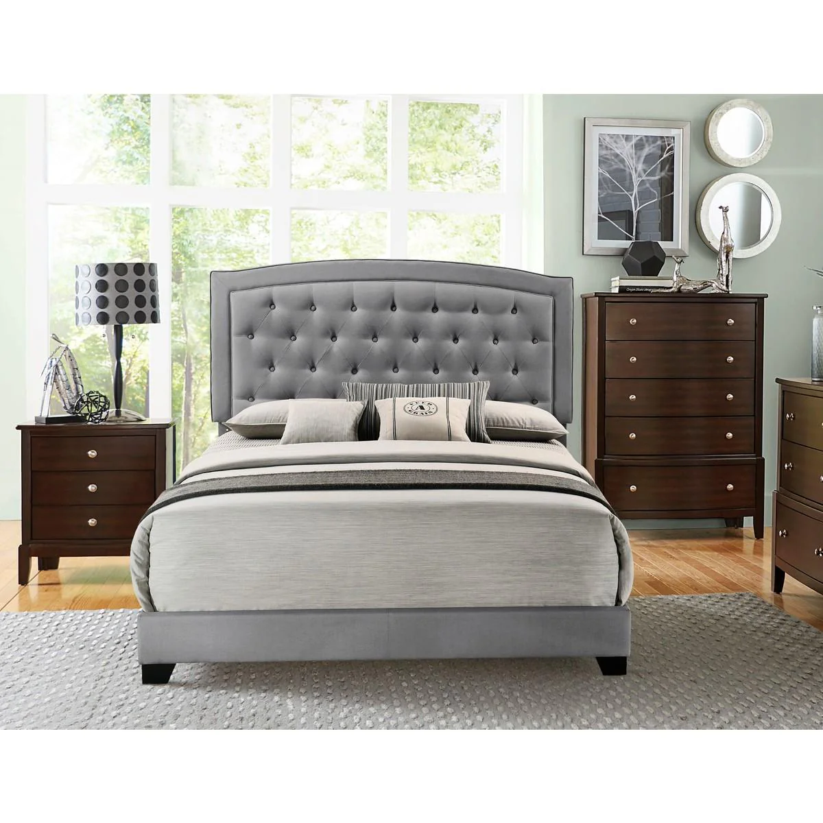 Homelegance King Upholstered Bed SH277KGRY-1 - Image 3