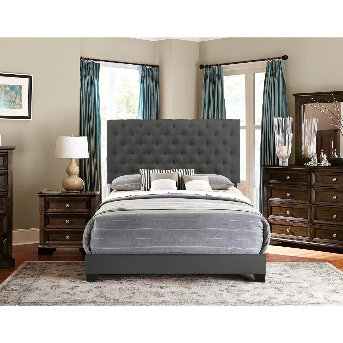 Homelegance King Upholstered Bed SH278KDGR-1 - Image 3