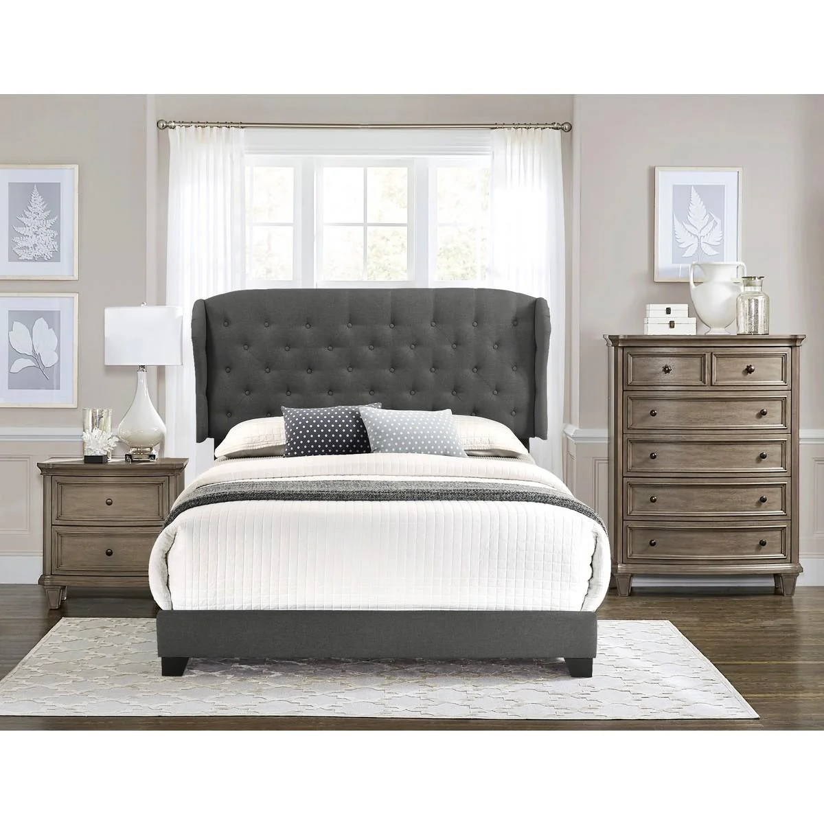 Homelegance King Upholstered Bed SH279KDGR-1 - Image 3