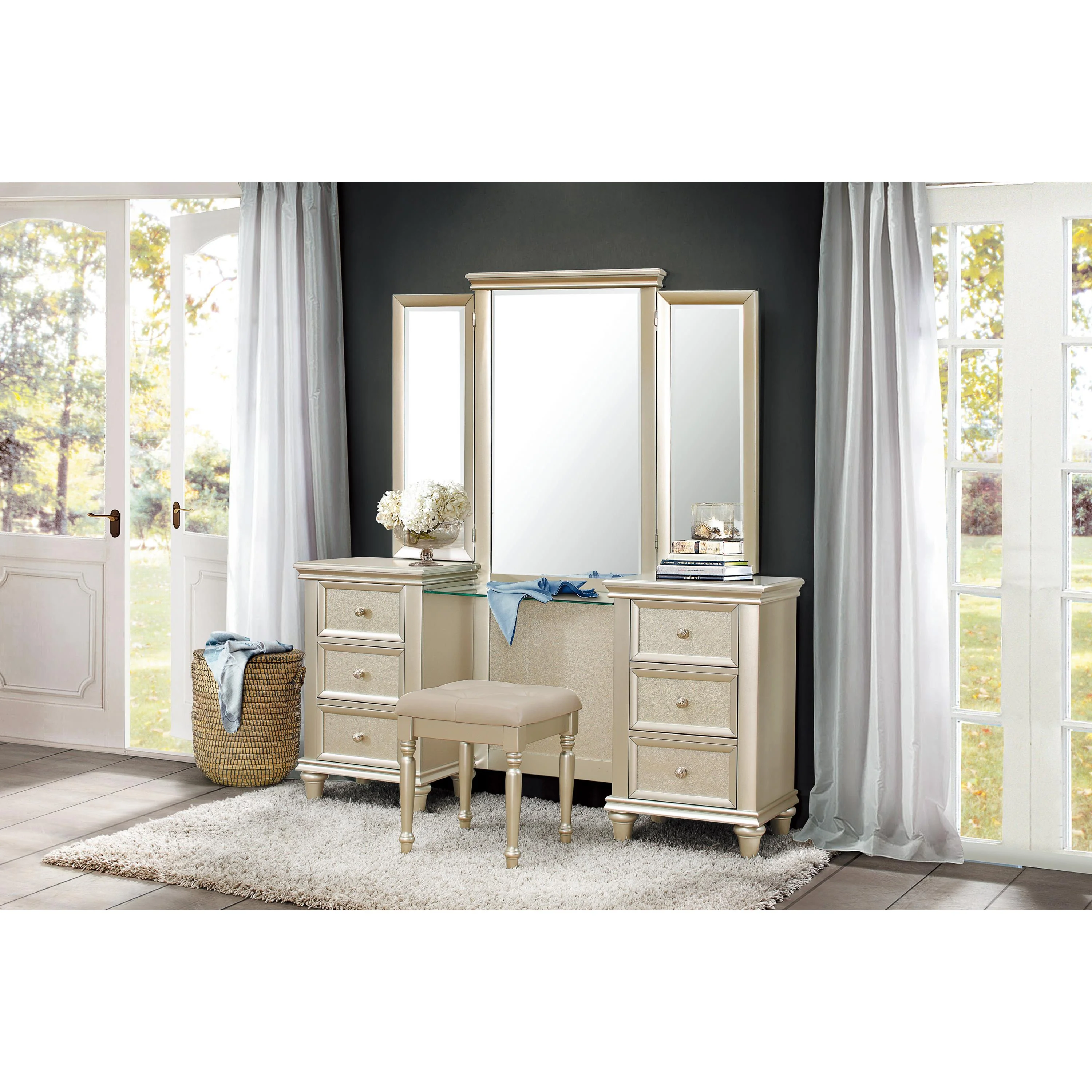 Homelegance Celandine 1928-15* Dressing Table with Mirror - Image 3