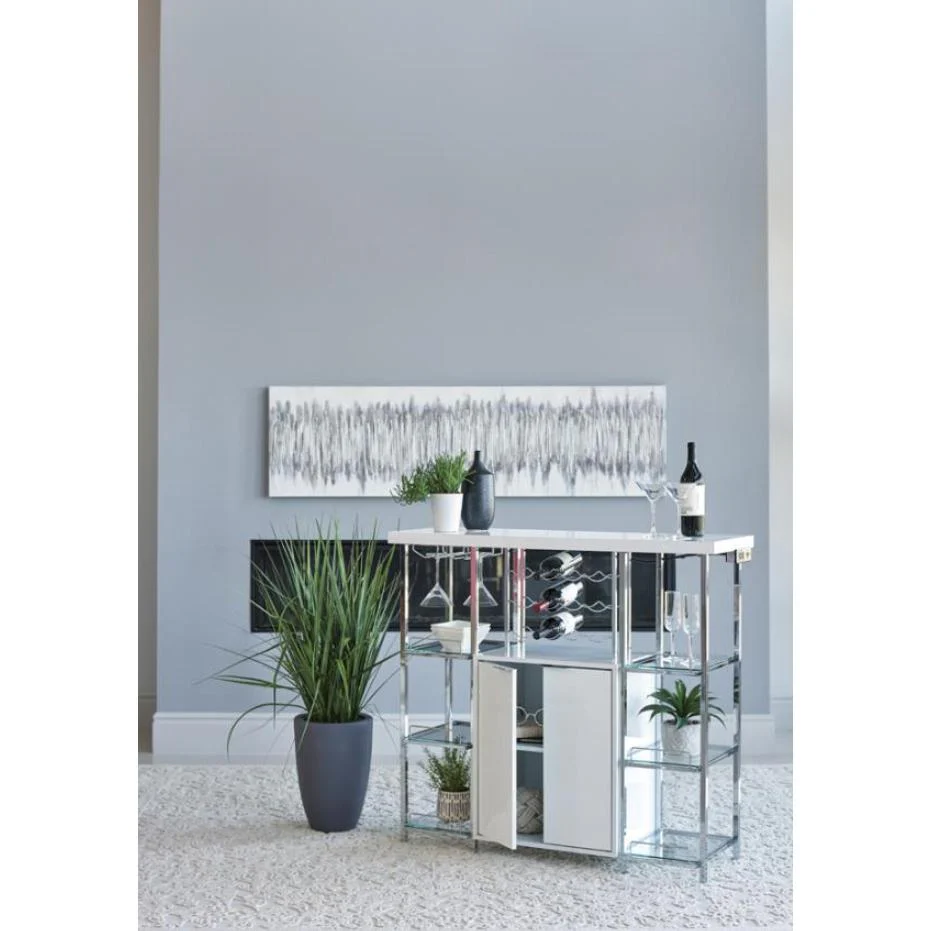 Coaster Furniture Gallimore 182757 2-door Bar Cabinet Wine Storage - White High Gloss - Image 2