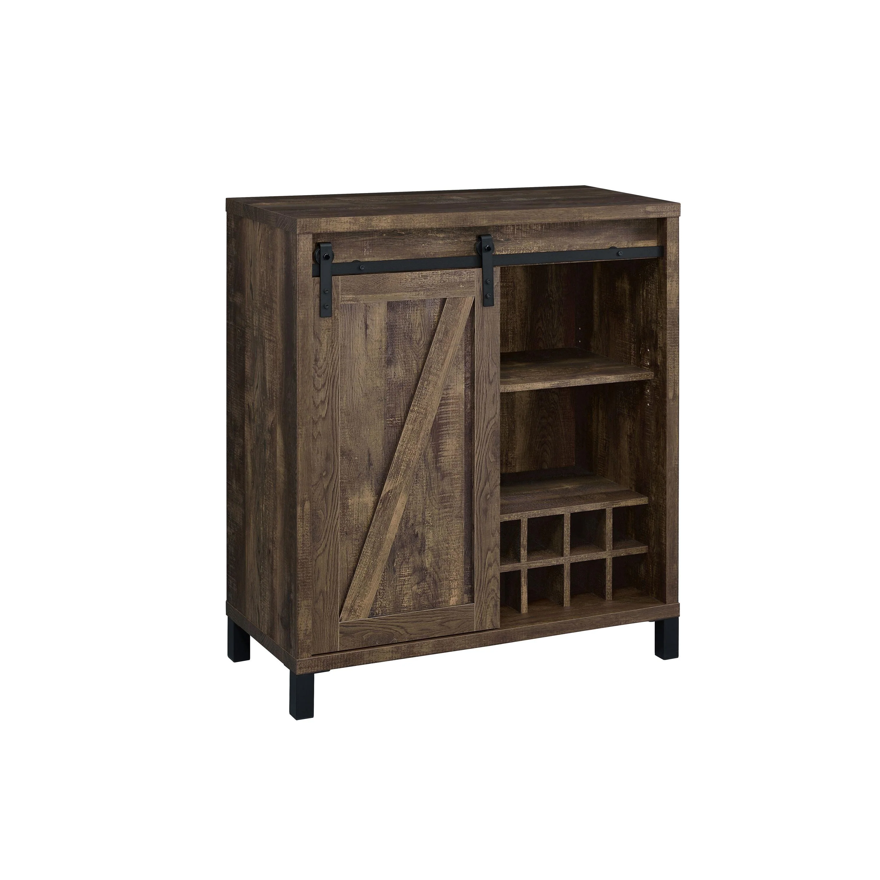 Coaster Furniture Arlington 182852 Sliding Door Home Bar Wine Cabinet – Rustic Oak