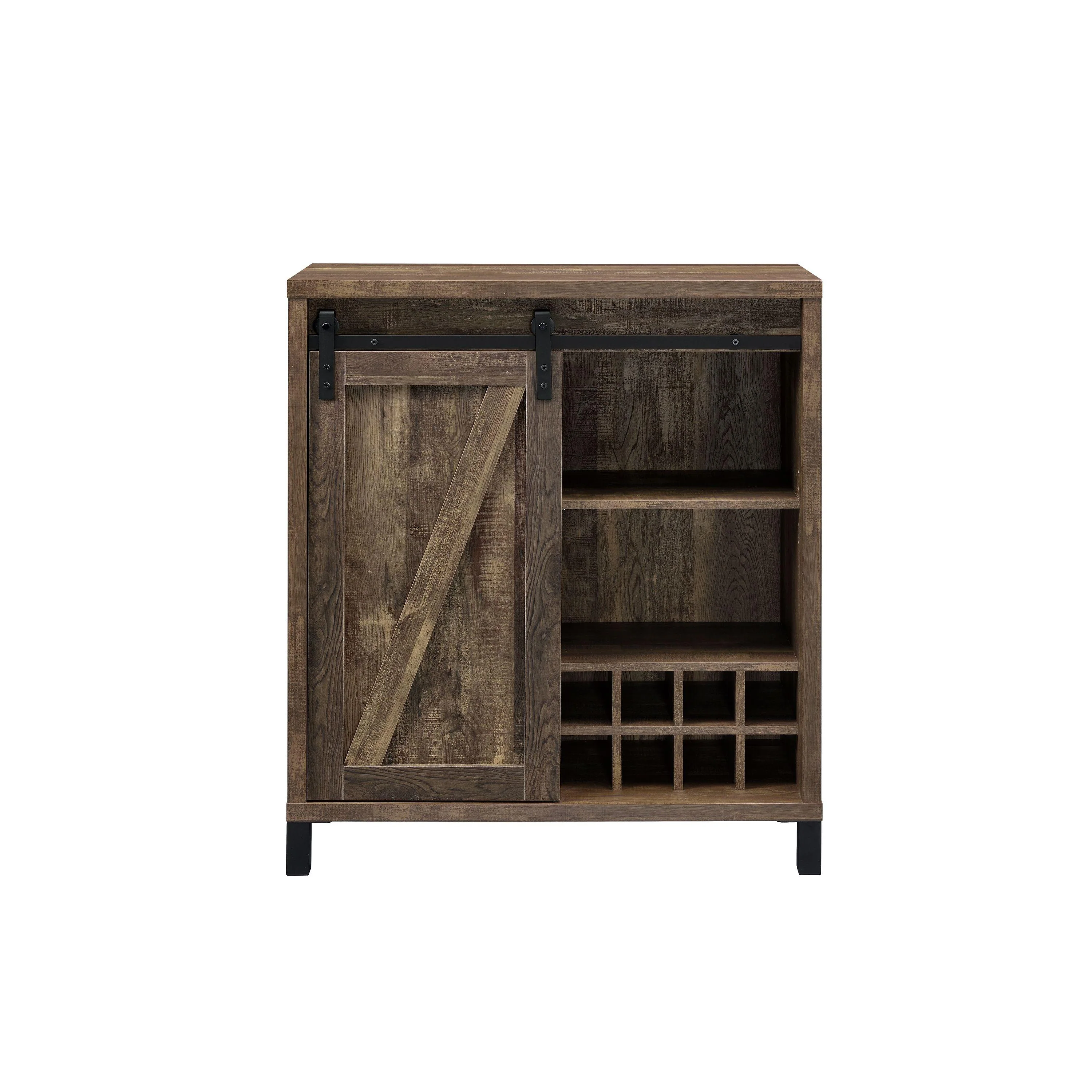 Coaster Furniture Arlington 182852 Sliding Door Home Bar Wine Cabinet - Rustic Oak - Image 2