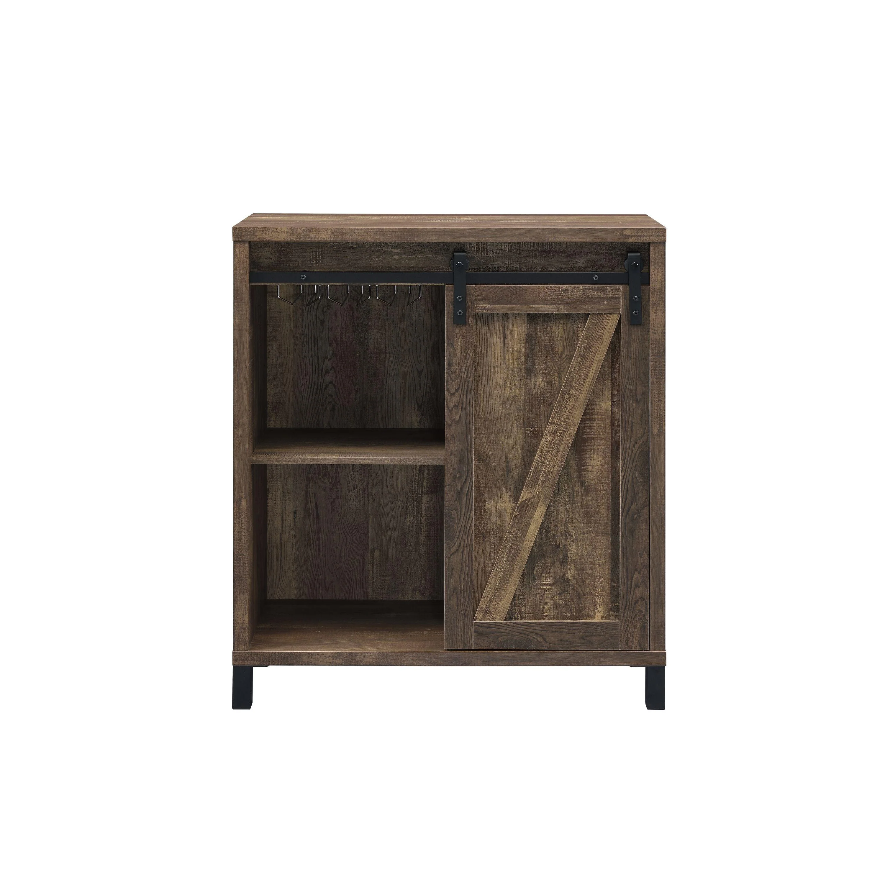 Coaster Furniture Arlington 182852 Sliding Door Home Bar Wine Cabinet - Rustic Oak - Image 3