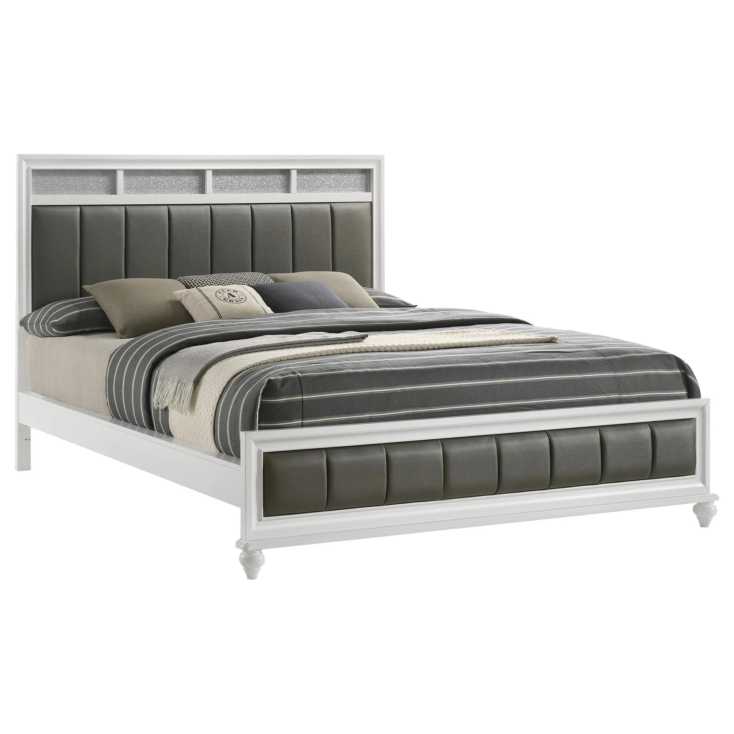Coaster Furniture Barzini 205891KW Wood California King Panel Bed - White - Image 2
