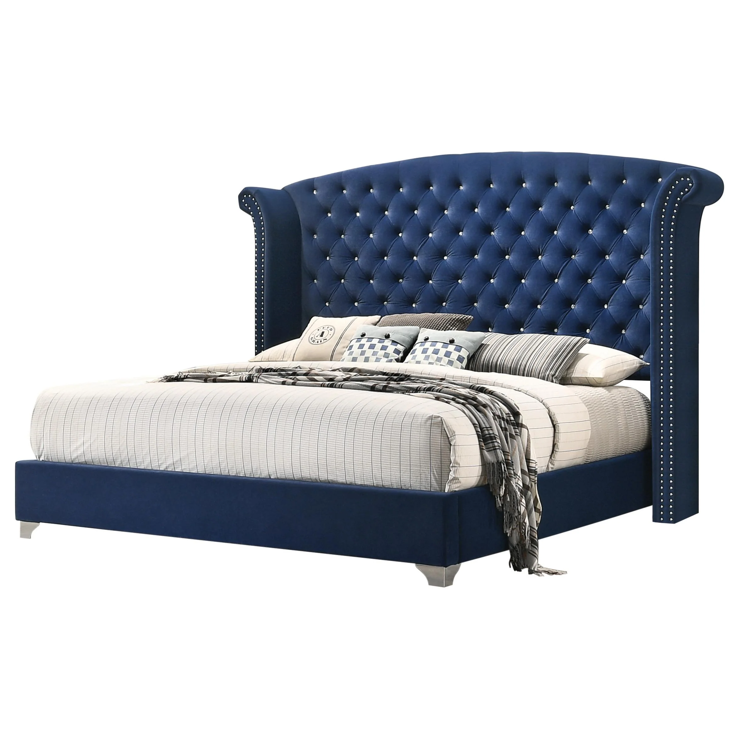 Coaster Furniture Melody 223371KE Upholstered Eastern King Wingback Bed - Pacific Blue - Image 1