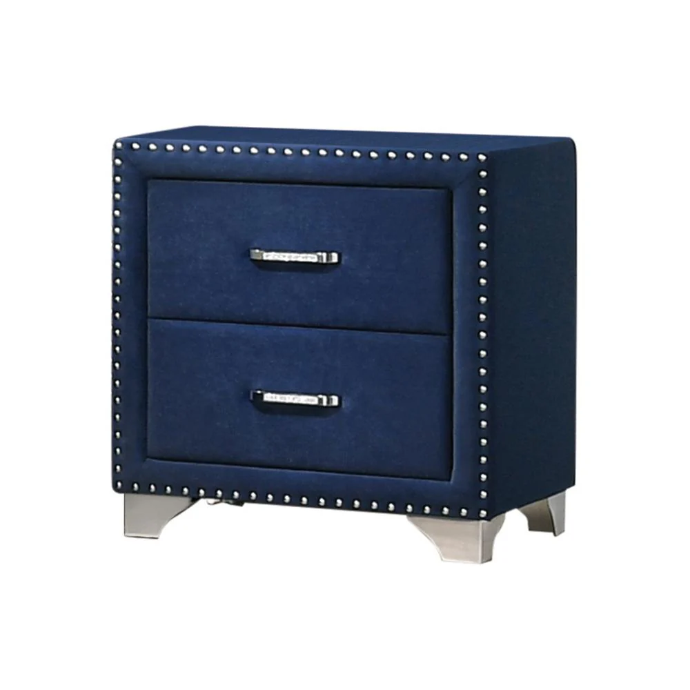 Coaster Furniture Melody 223372 Upholstered 2-Drawer Nightstand - Pacific Blue - Image 1