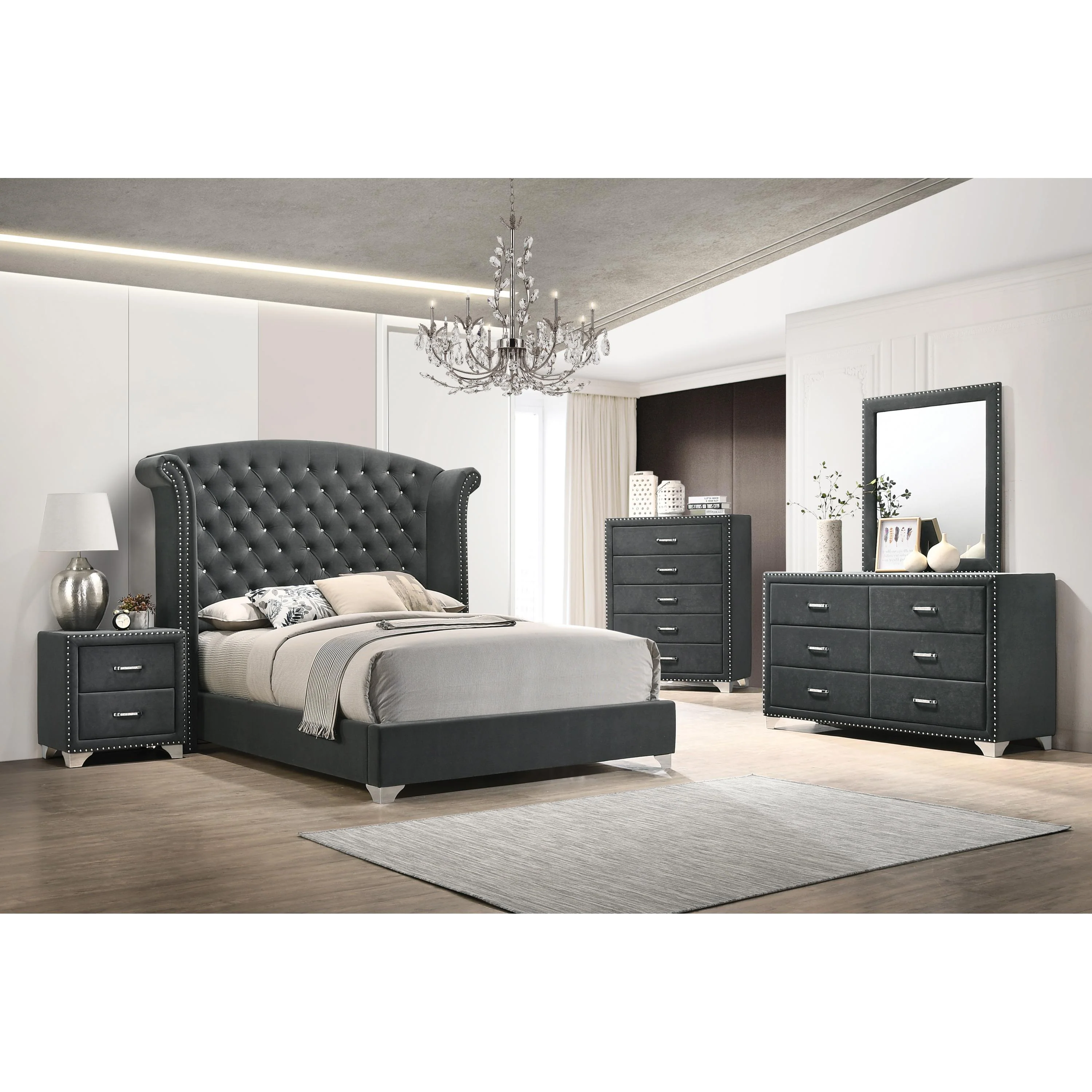 Coaster Furniture Melody 223383 6-Drawer Upholstered Dresser - Grey - Image 3