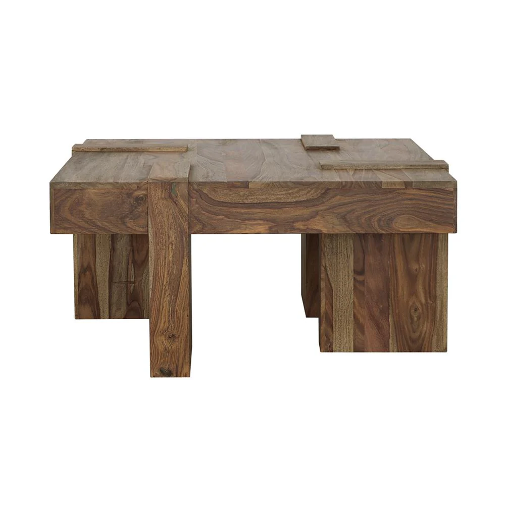 Coaster Furniture Samira 724138 Square Solid Wood Coffee Table - Natural Sheesham - Image 2