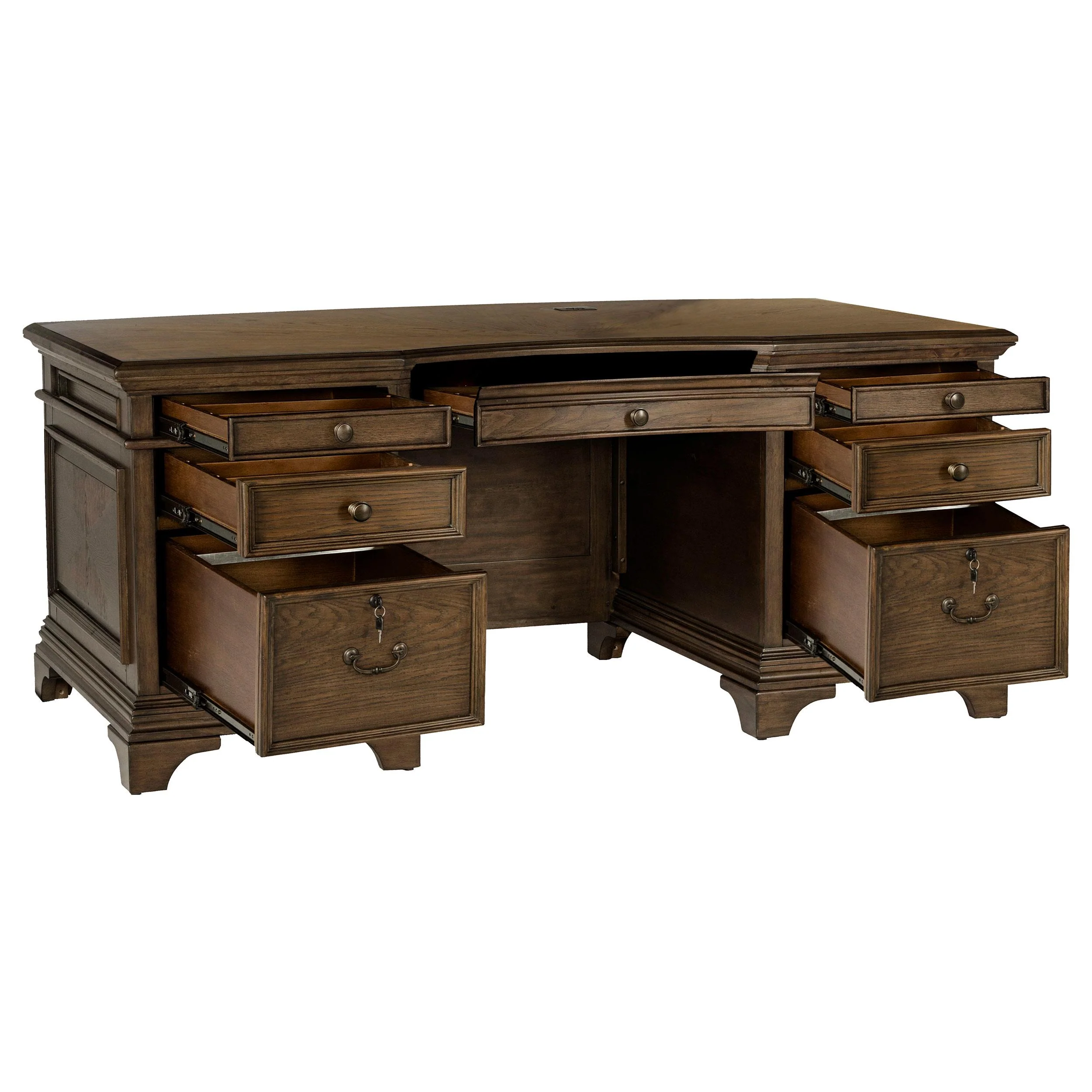 Coaster Furniture Hartshill 881281 72-inch 7-Drawer Executive Desk - Burnished Oak - Image 2