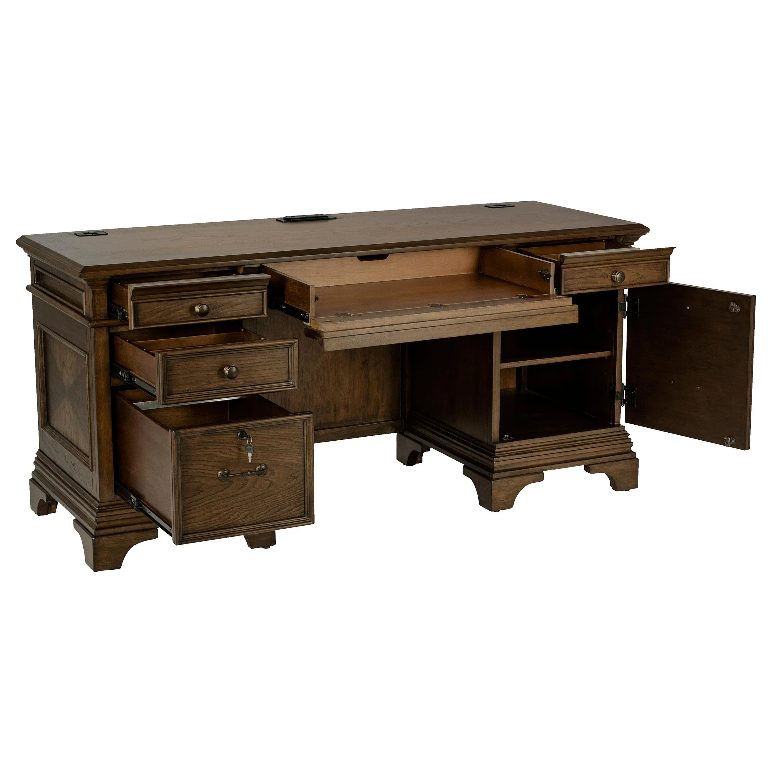 Coaster Furniture Hartshill 881282 66-inch 5-Drawer Credenza Office Desk - Burnish Oak - Image 2