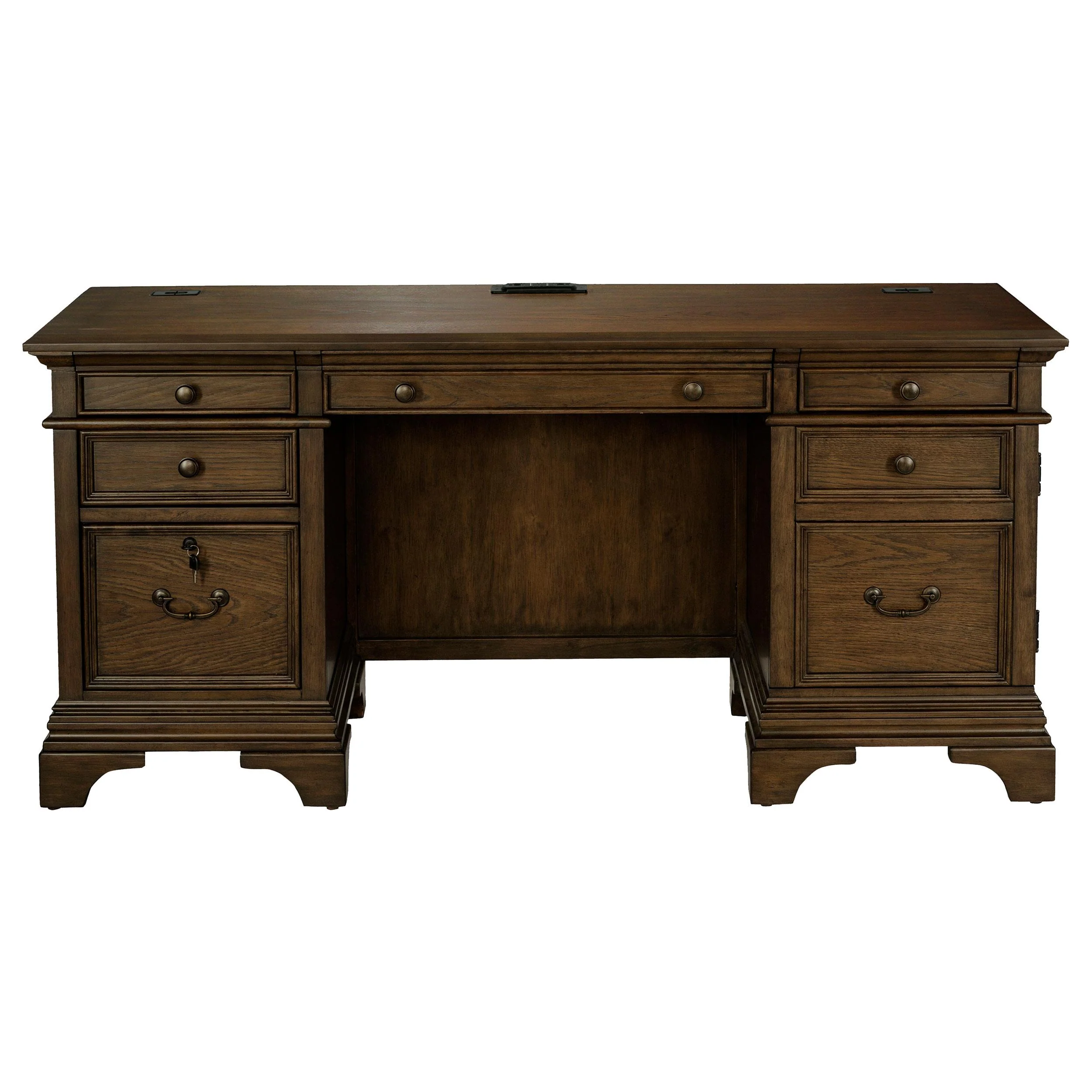 Coaster Furniture Hartshill 881282 66-inch 5-Drawer Credenza Office Desk - Burnish Oak - Image 3