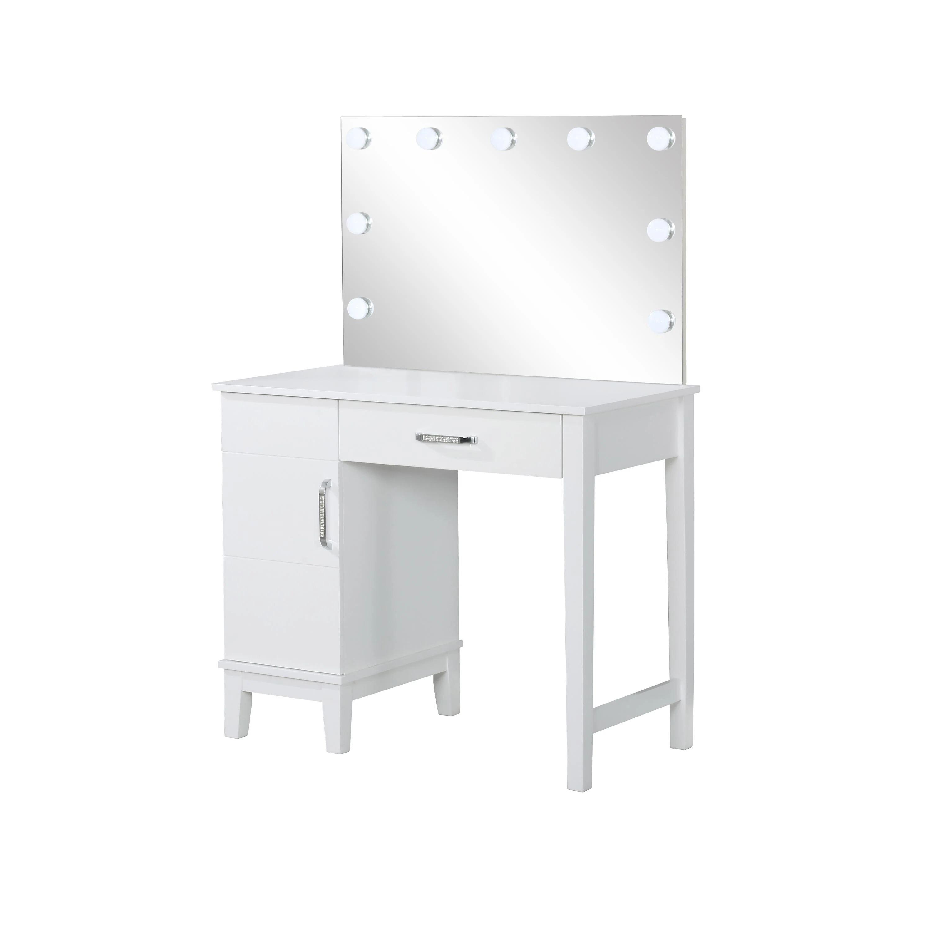 Coaster Furniture Elijah 931149 Vanity Set with Lighting & Stool - White and Dark Grey - Image 2