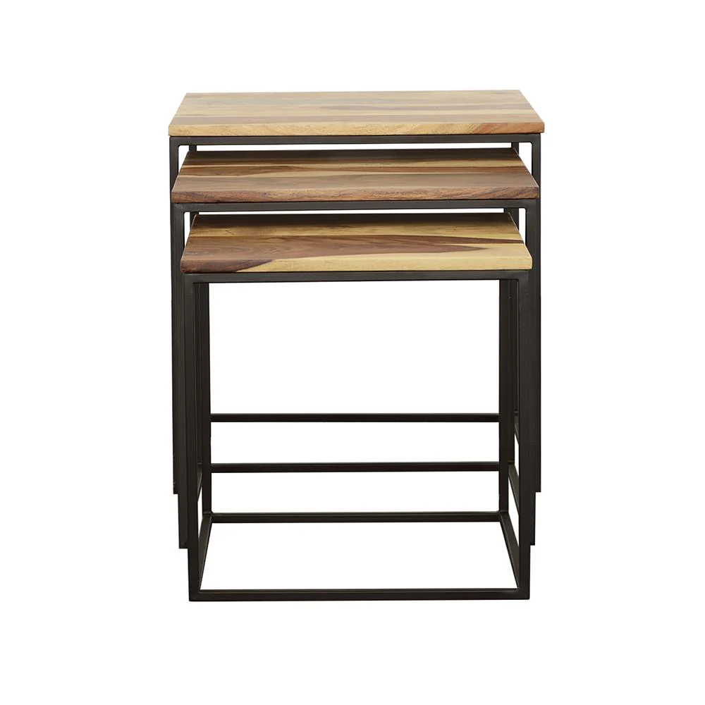 Coaster Furniture Belcourt 931182 3-piece Square Nesting Tables - Natural and Black - Image 2