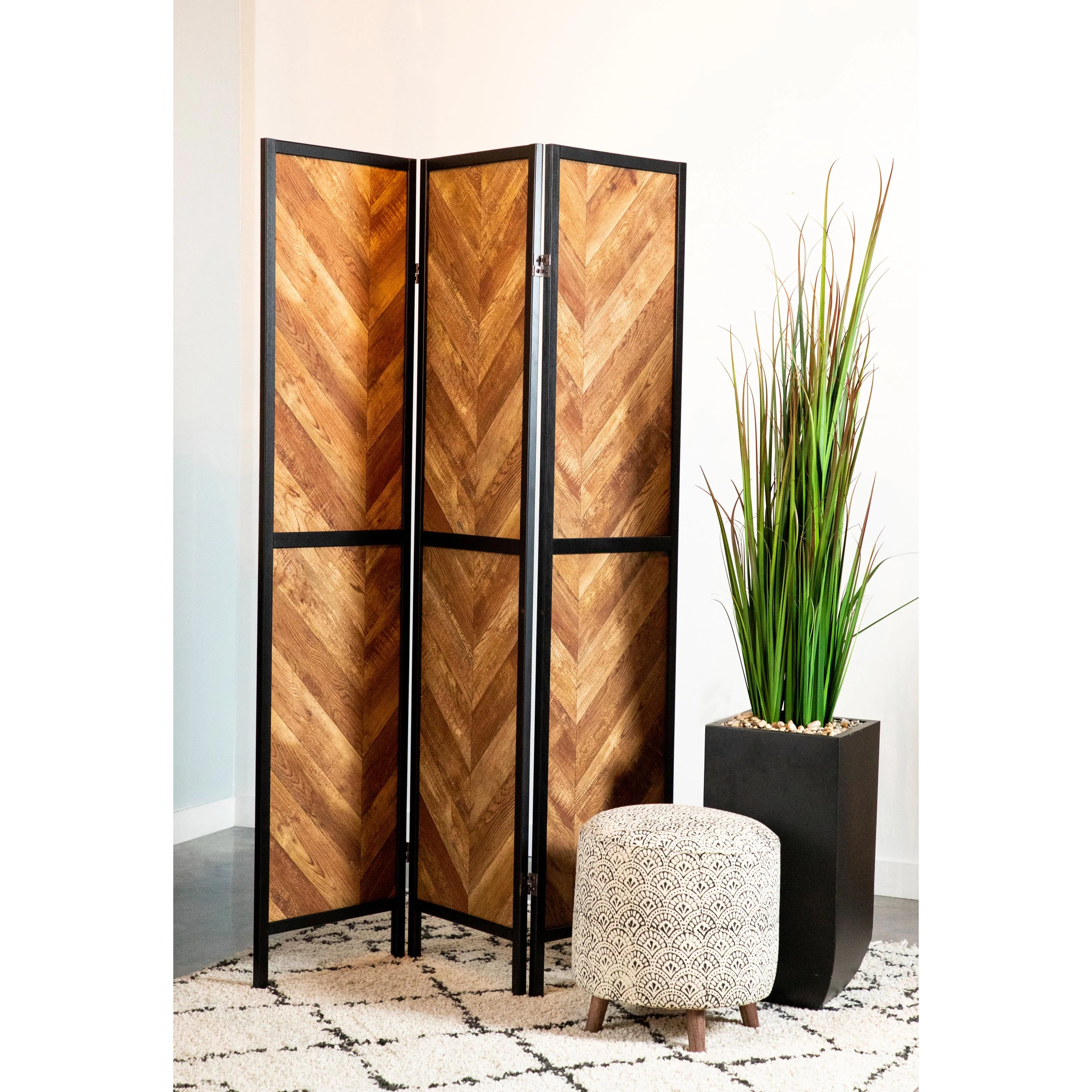 Coaster Furniture Marlene 962922 3-Panel Room Divider Folding Screen - Rustic Tobacco - Image 2