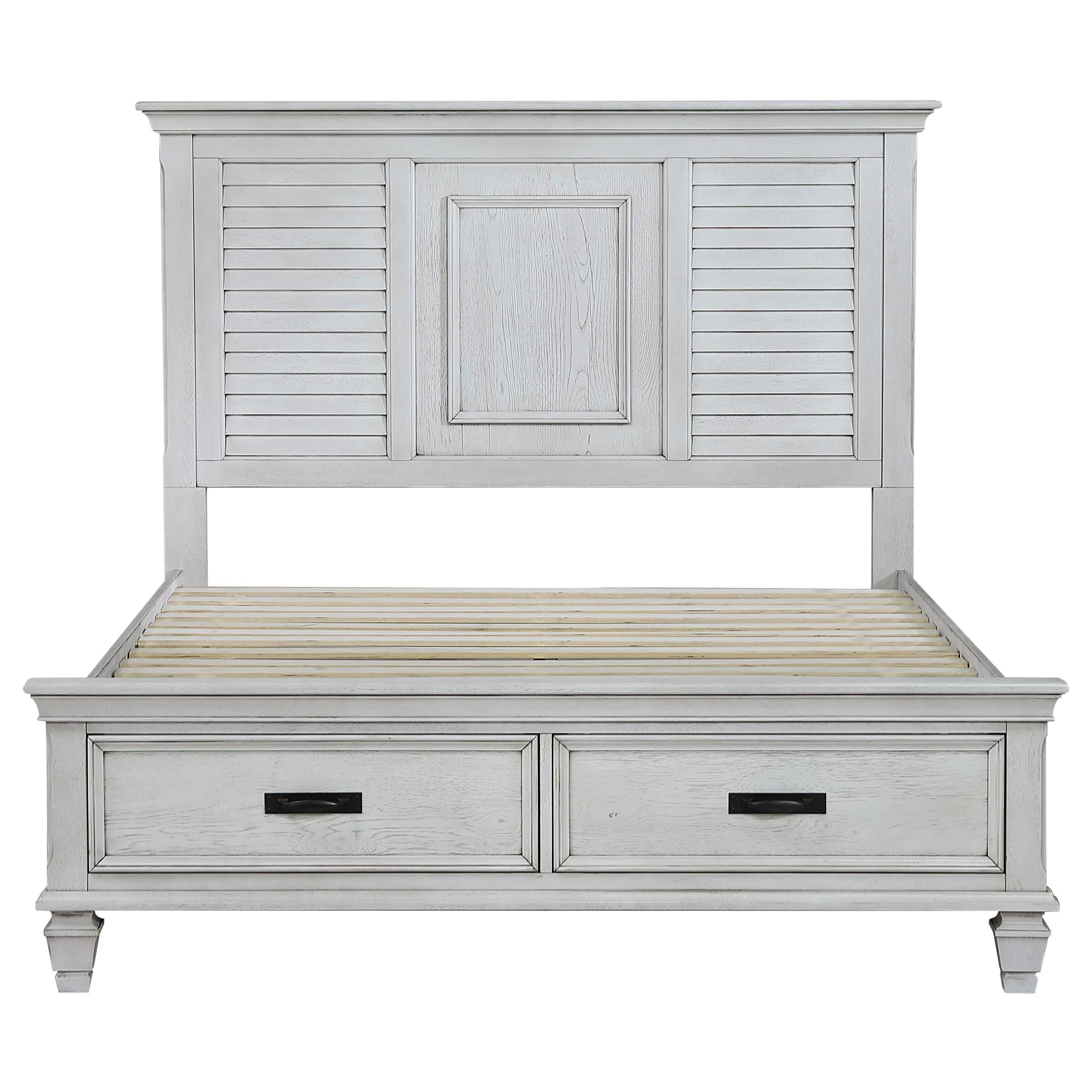 Coaster Furniture Franco 205330KE Wood Eastern King Storage Panel Bed - Distressed White - Image 3