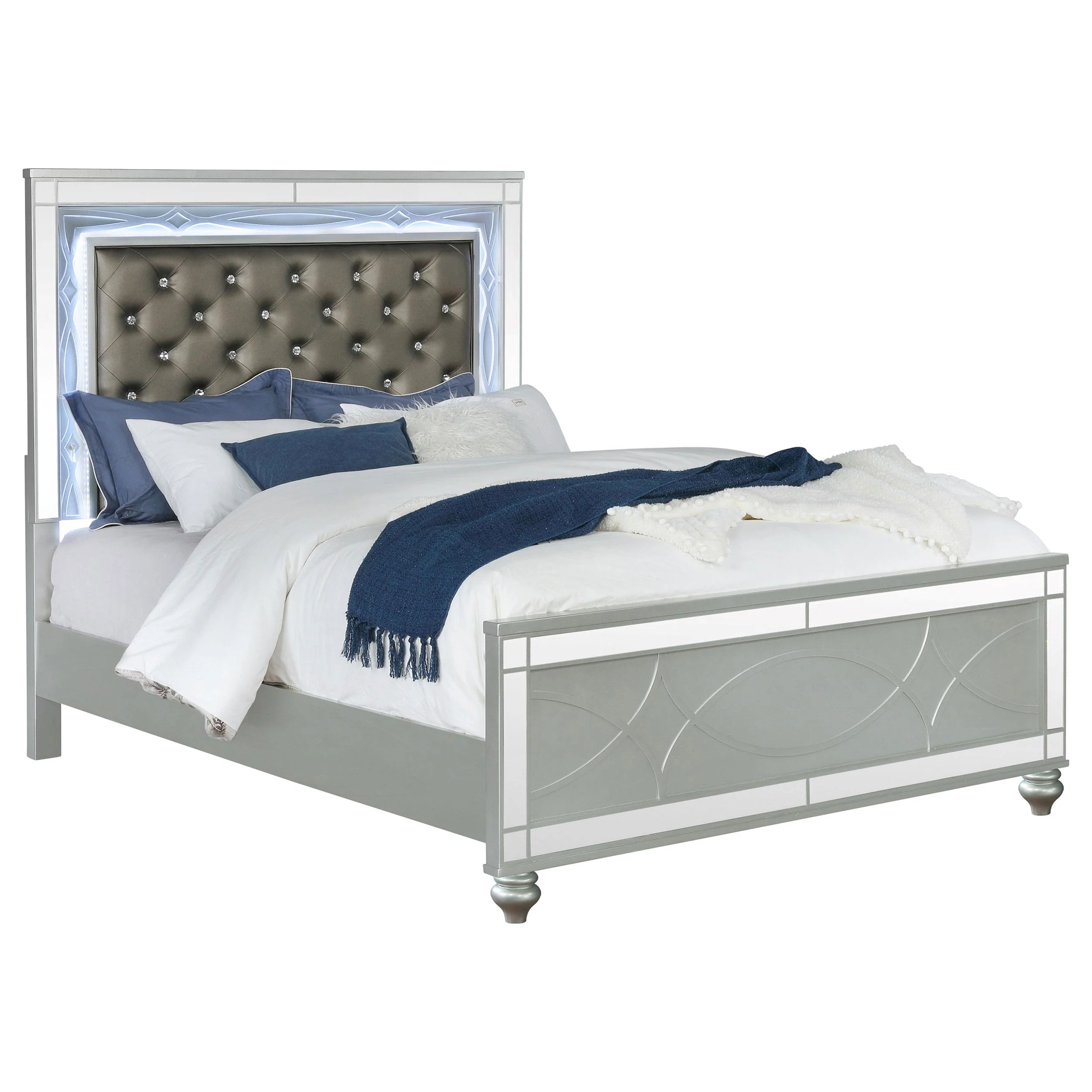Coaster Furniture Gunnison 223211KW Wood California King LED Panel Bed - Silver Metallic - Image 2