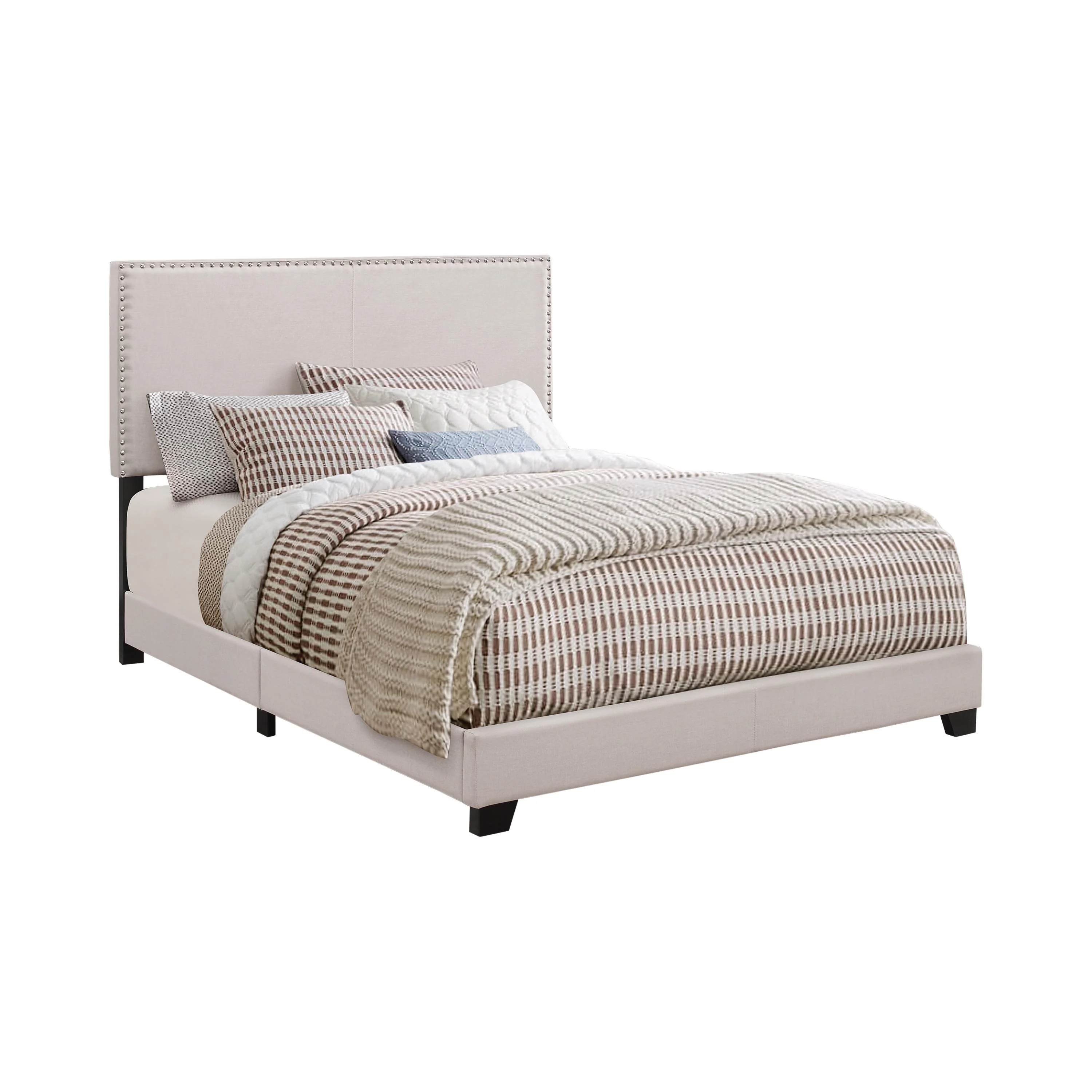 Coaster Furniture Boyd 350051KW Upholstered California King Panel Bed - Ivory - Image 1
