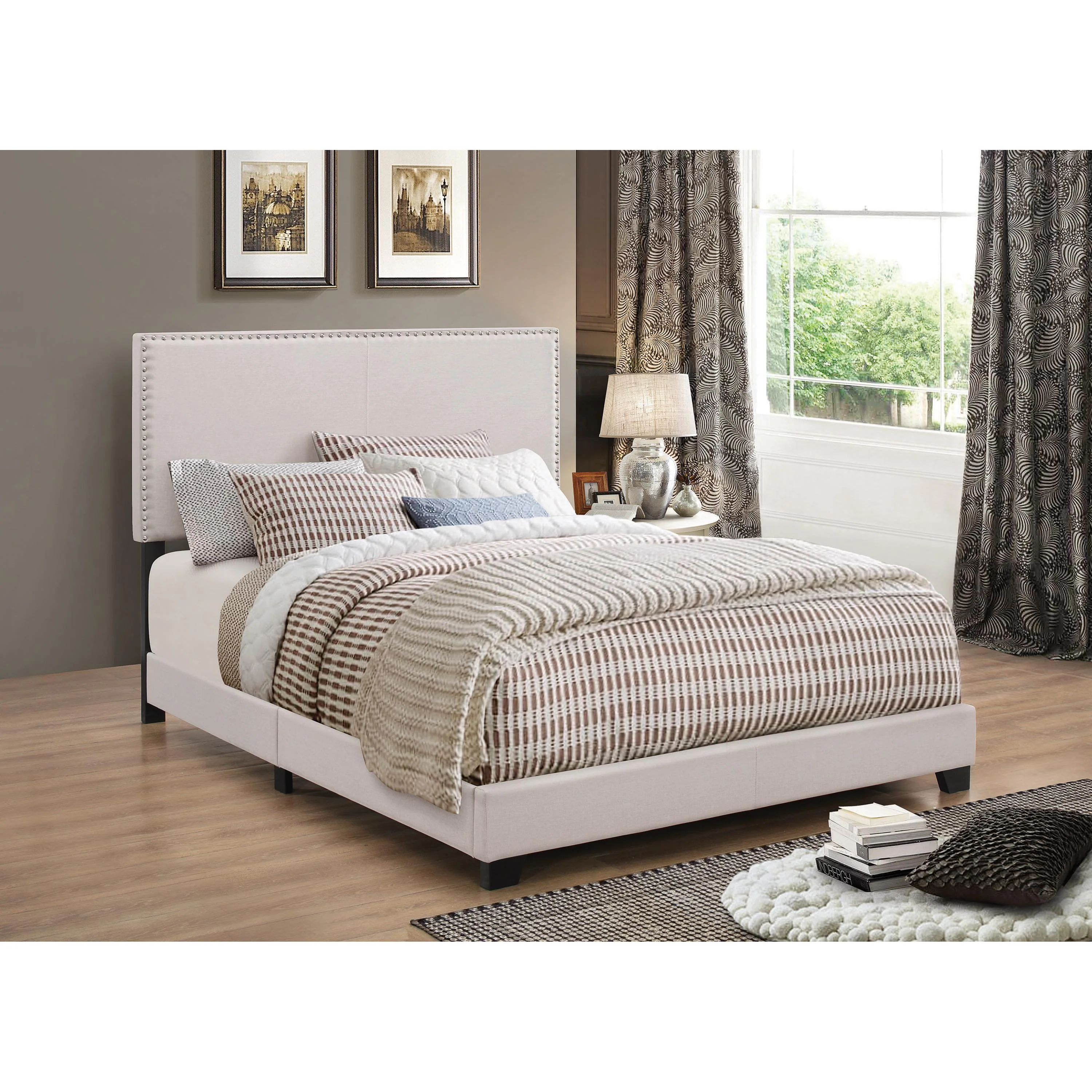 Coaster Furniture Boyd 350051KW Upholstered California King Panel Bed - Ivory - Image 2