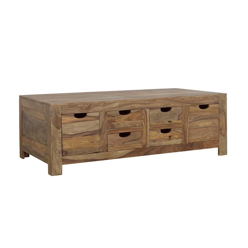 Coaster Furniture Esther 723888 6-Drawer Solid Wood Coffee Table – Natural Sheesham