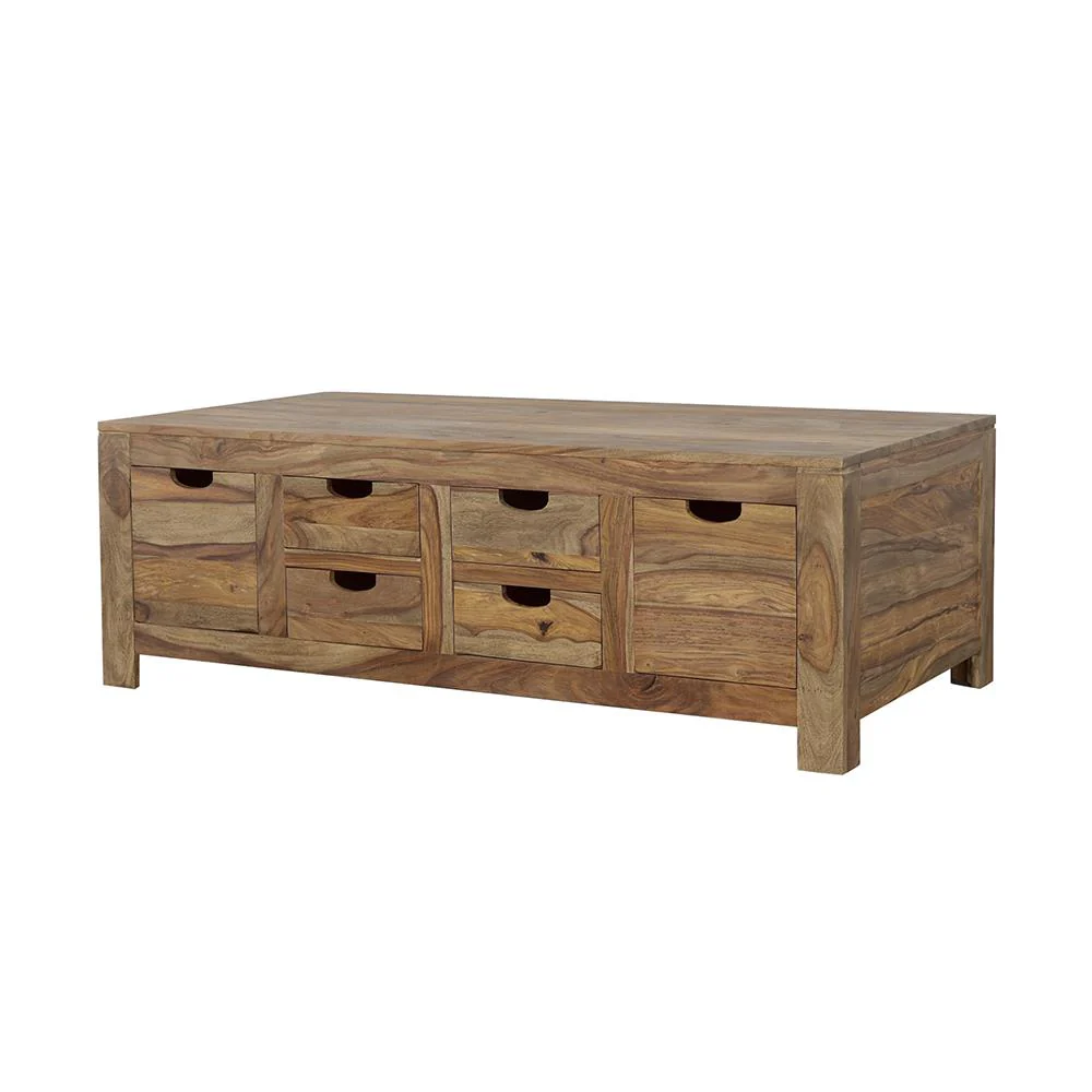 Coaster Furniture Esther 723888 6-Drawer Solid Wood Coffee Table - Natural Sheesham - Image 3