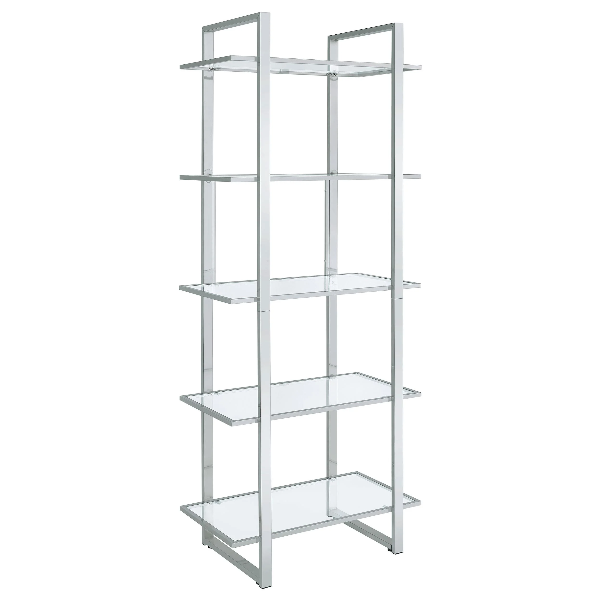 Coaster Furniture Hartford 805538 79-inch 5-shelf Glass Bookshelf - Chrome - Image 1