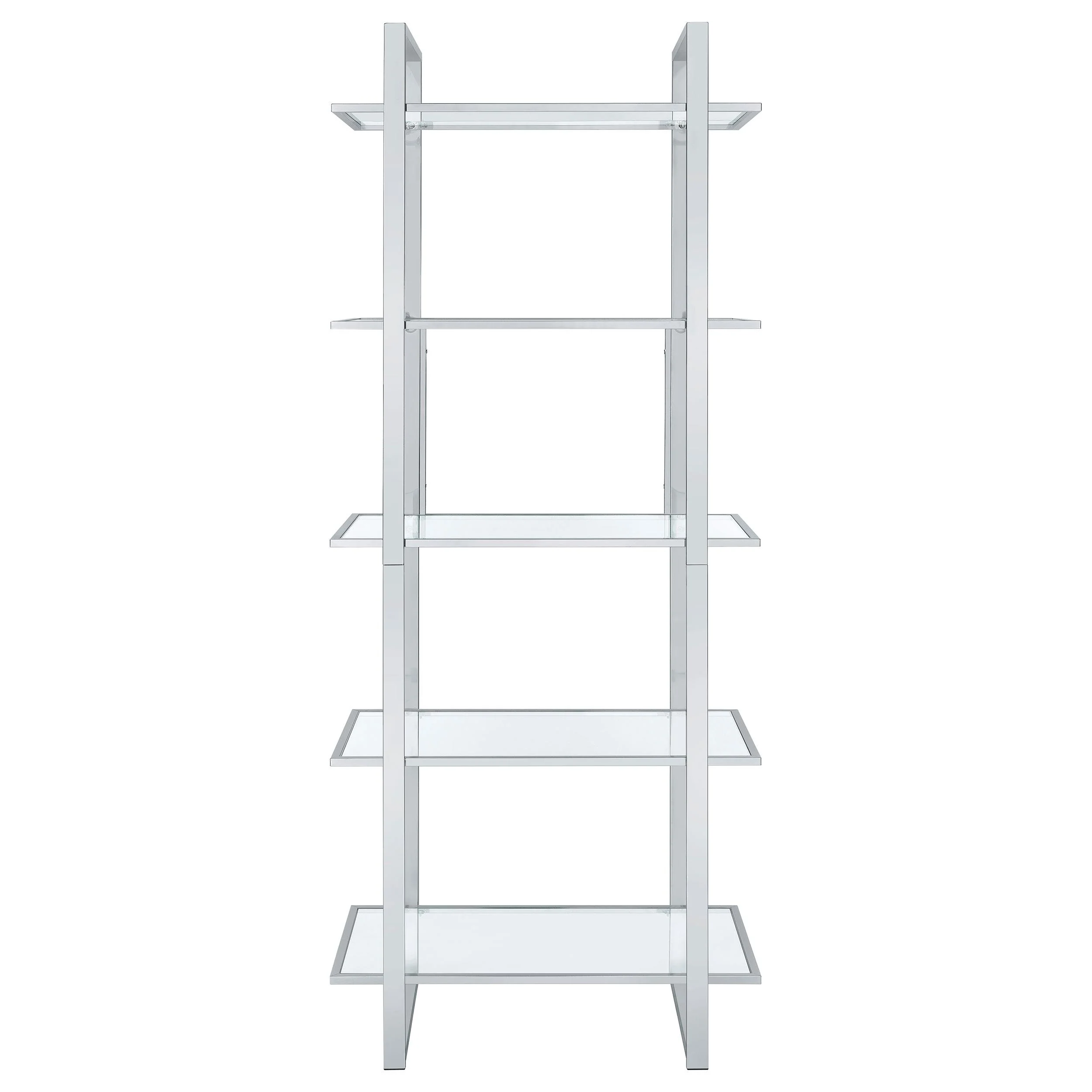 Coaster Furniture Hartford 805538 79-inch 5-shelf Glass Bookshelf - Chrome - Image 2