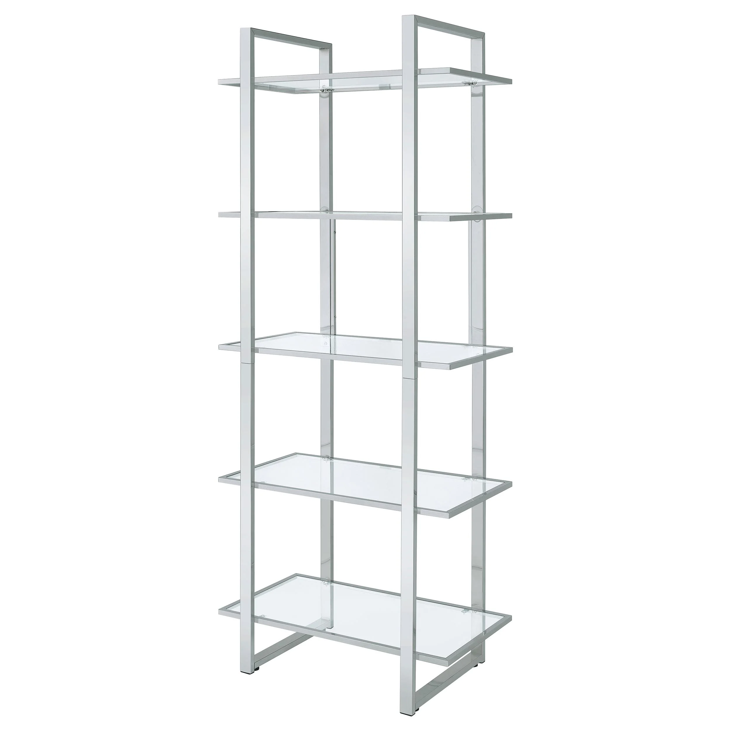 Coaster Furniture Hartford 805538 79-inch 5-shelf Glass Bookshelf - Chrome - Image 3