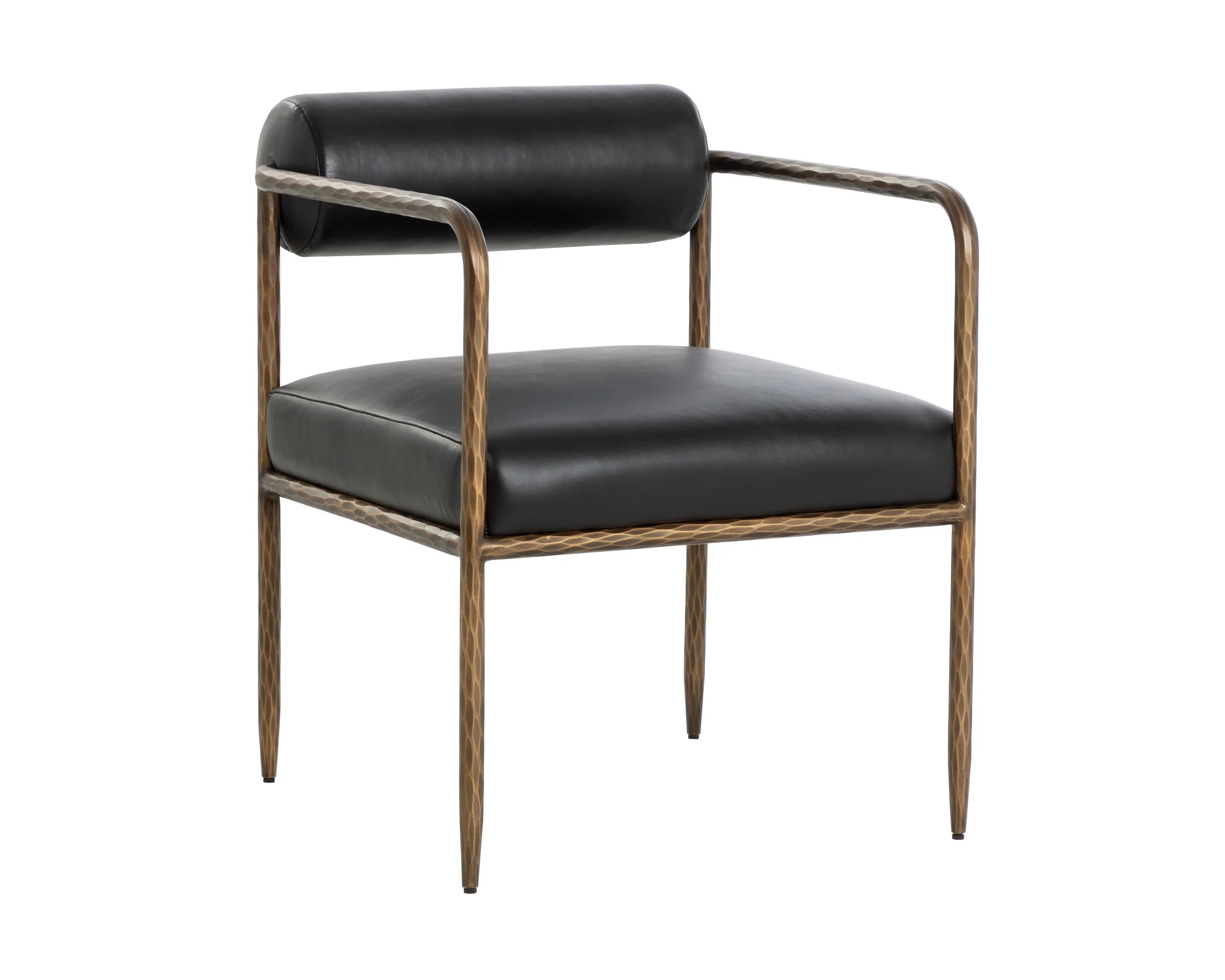 Ajani Dining Armchair – Charcoal Black Leather
