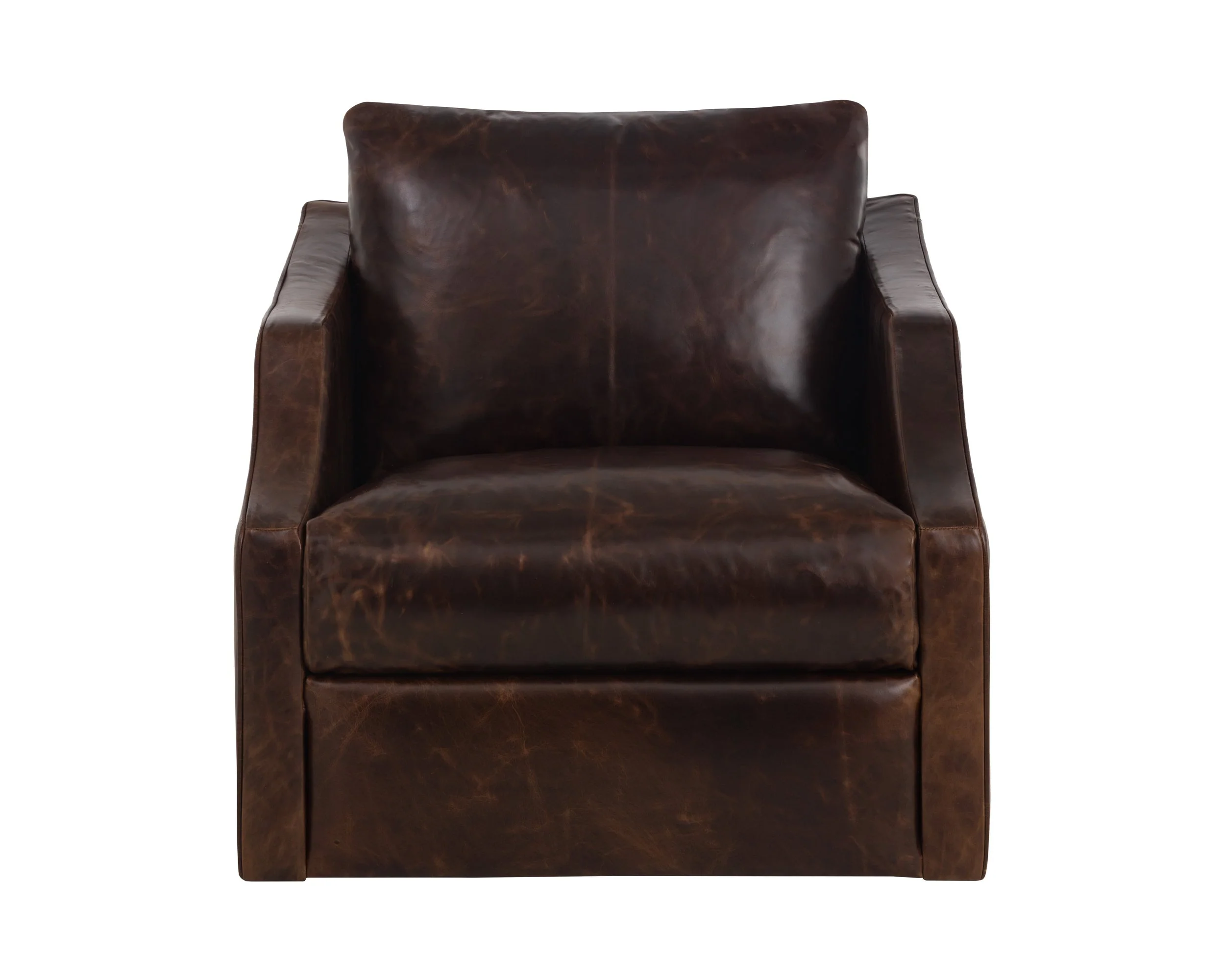Orwell Swivel Lounge Chair - Chocolate Leather - Image 2