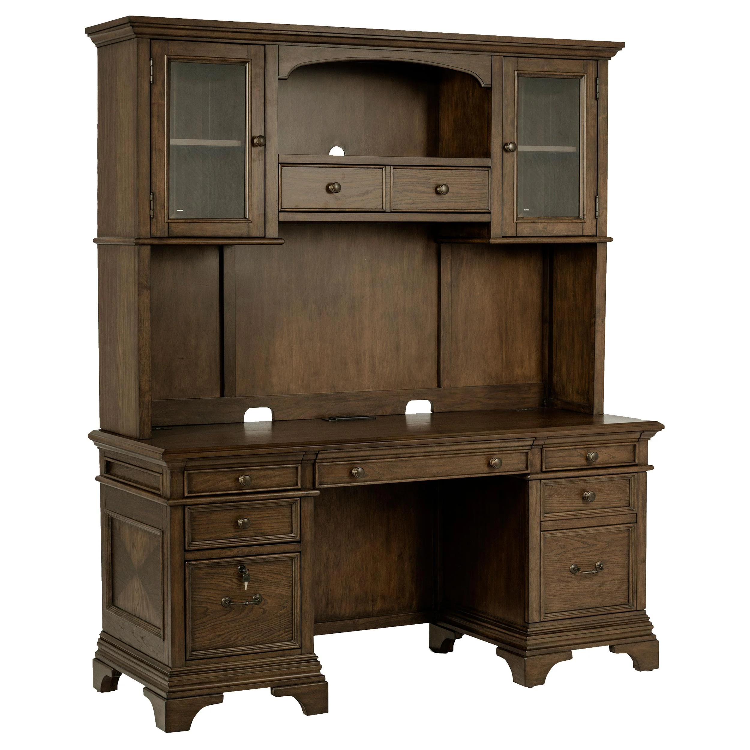 Coaster Furniture Hartshill 881283 66-inch 5-Drawer Credenza with Hutch – Burnished Oak