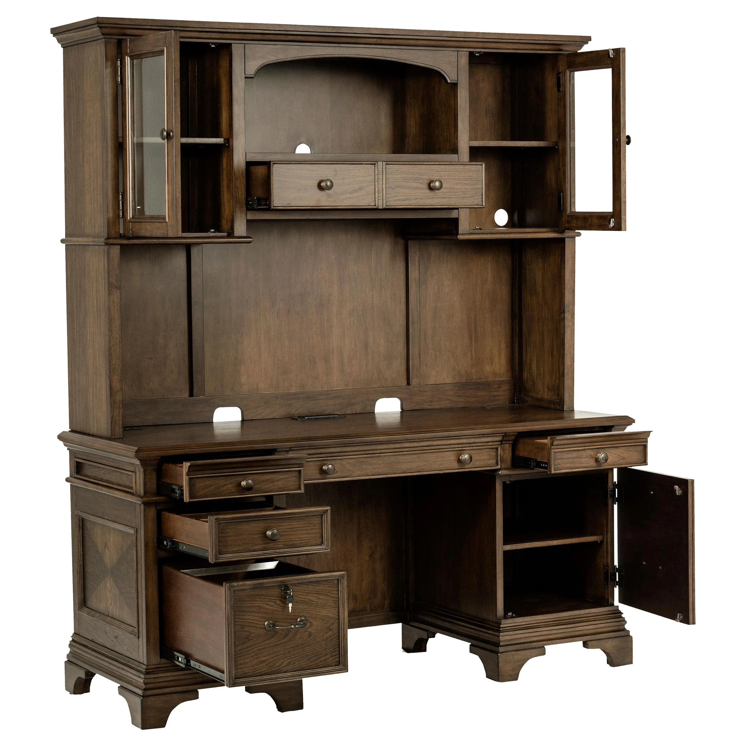 Coaster Furniture Hartshill 881283 66-inch 5-Drawer Credenza with Hutch - Burnished Oak - Image 2
