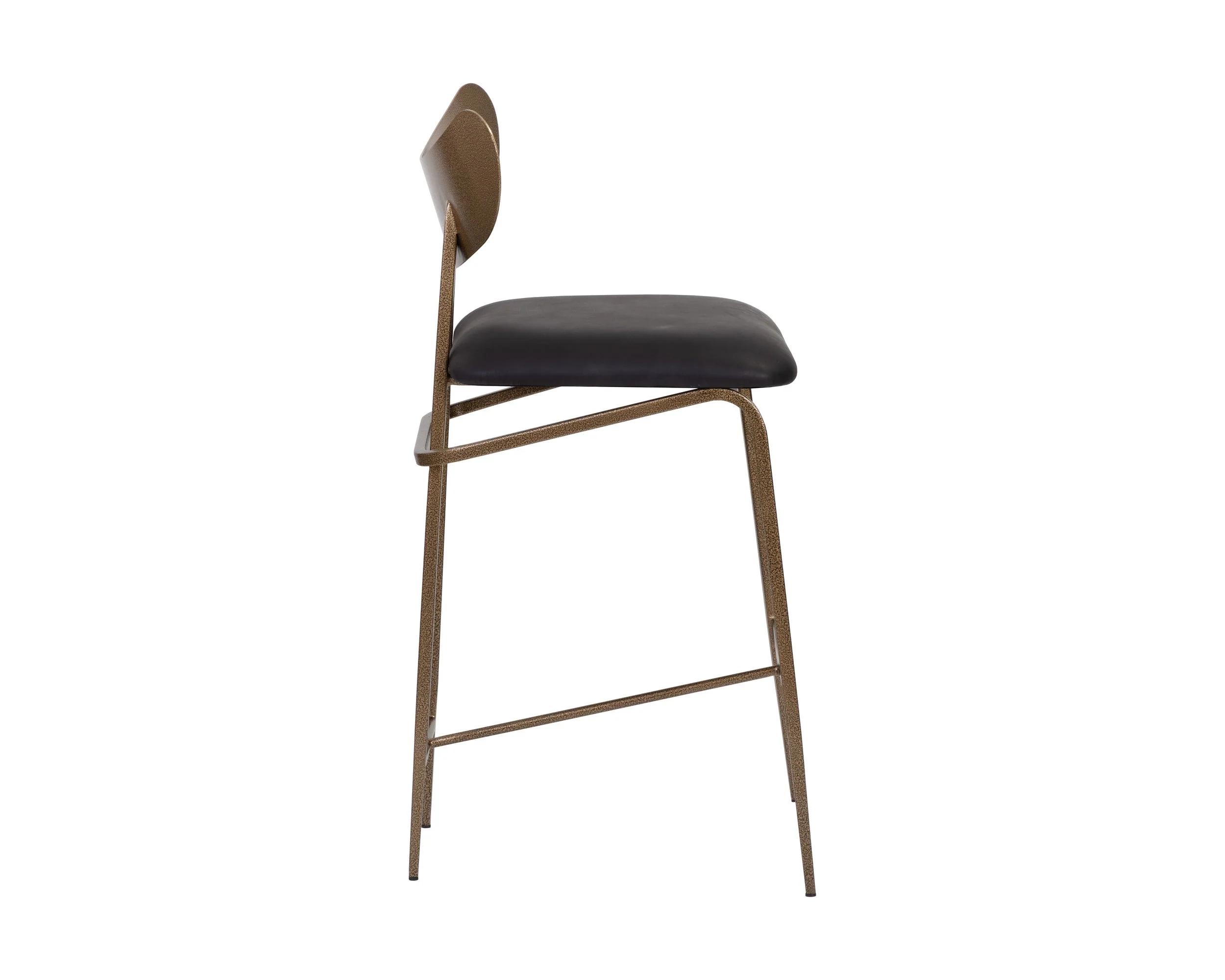 Gibbons Counter Stool - Antique Brass - Charcoal Black Leather - Image 3