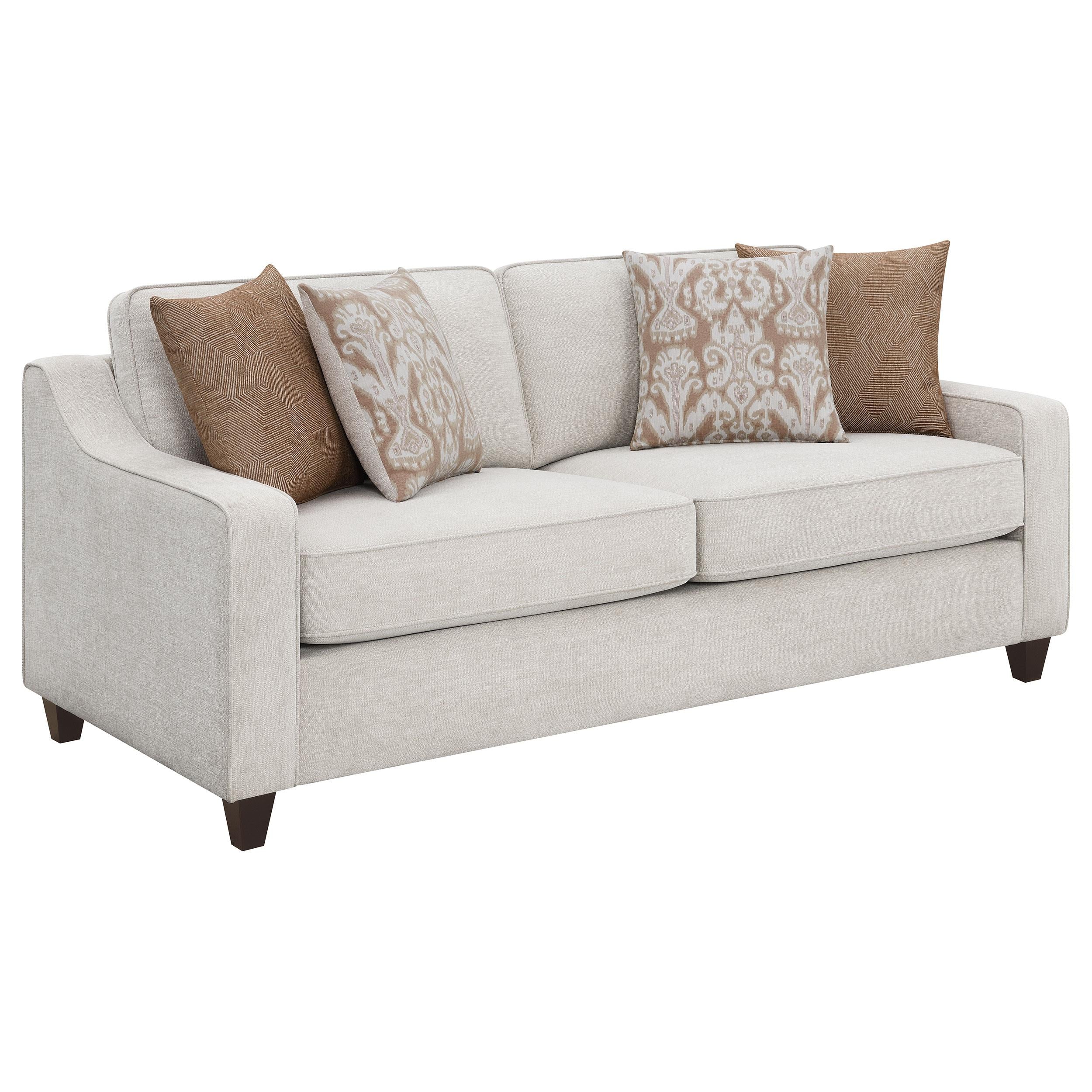 Coaster Furniture Christine 552061 Upholstered Sloped Arm Sofa - Beige - Image 1