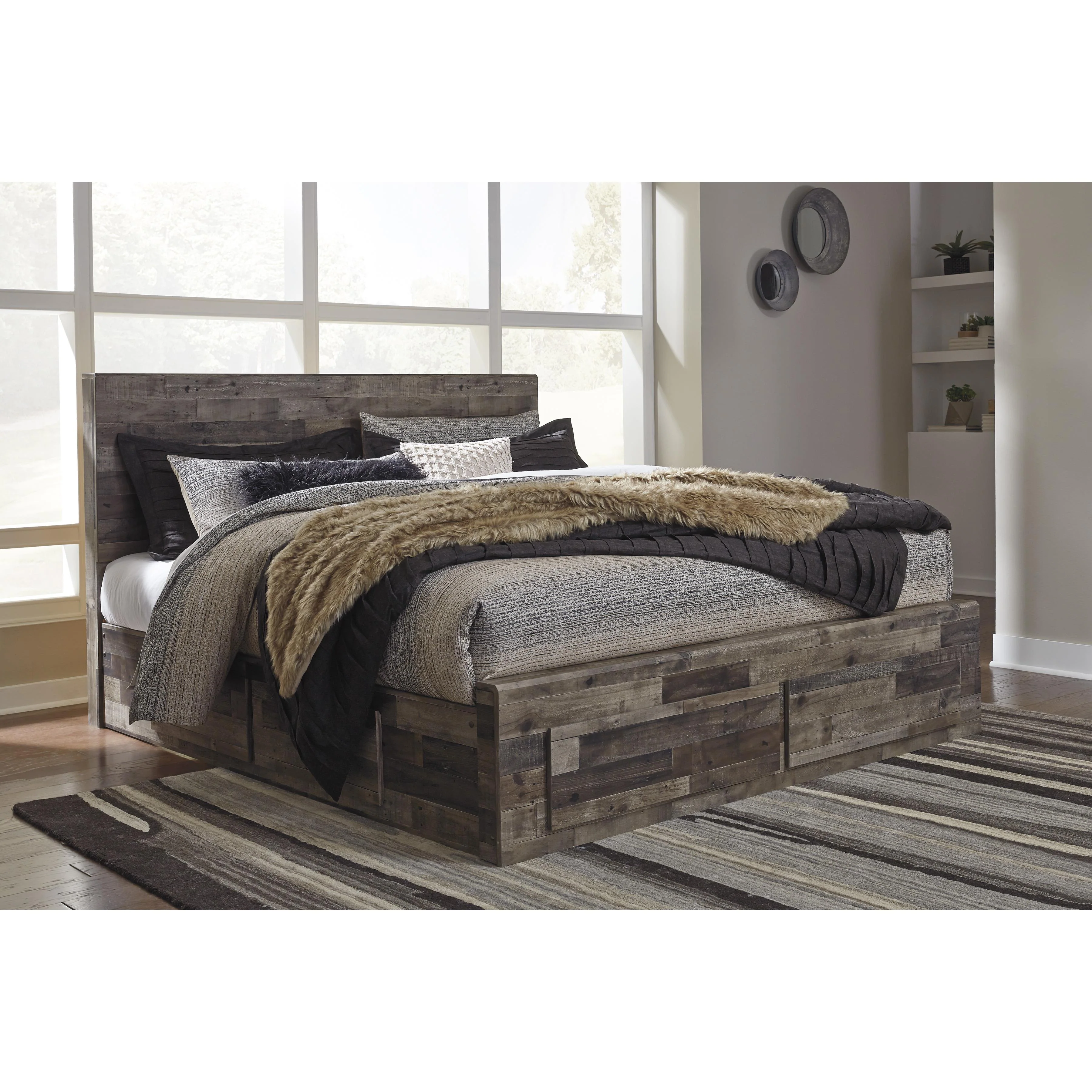 Benchcraft Derekson B200B19 King Panel Bed with 4 Storage Drawers - Image 2