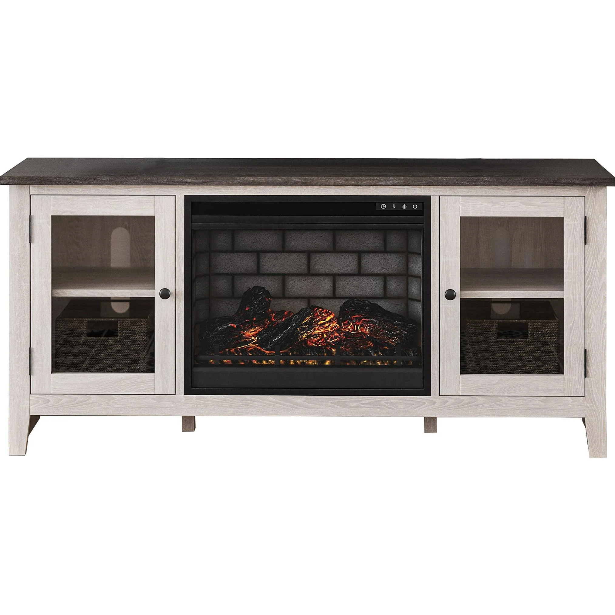 Signature Design by Ashley Dorrinson W287W3 60″ TV Stand with Electric Fireplace